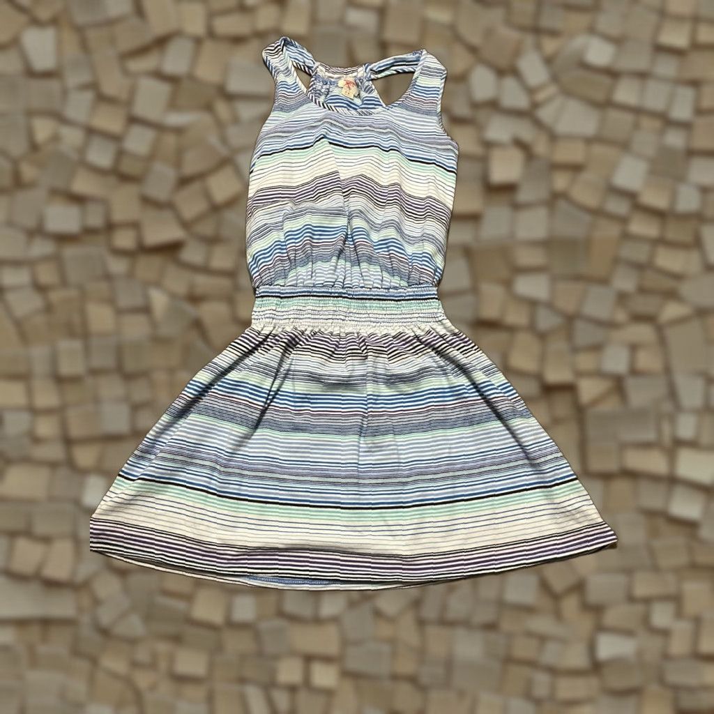 Mossimo Mossimo Dress, Women's Size Small, Blue Purple Striped, Smocked, Sleeveless Sundress, Casual, Regular, Short Dress, Pullover, Adults Womens, Mossimo Size S / US 4 / IT 40 - 1 Thumbnail