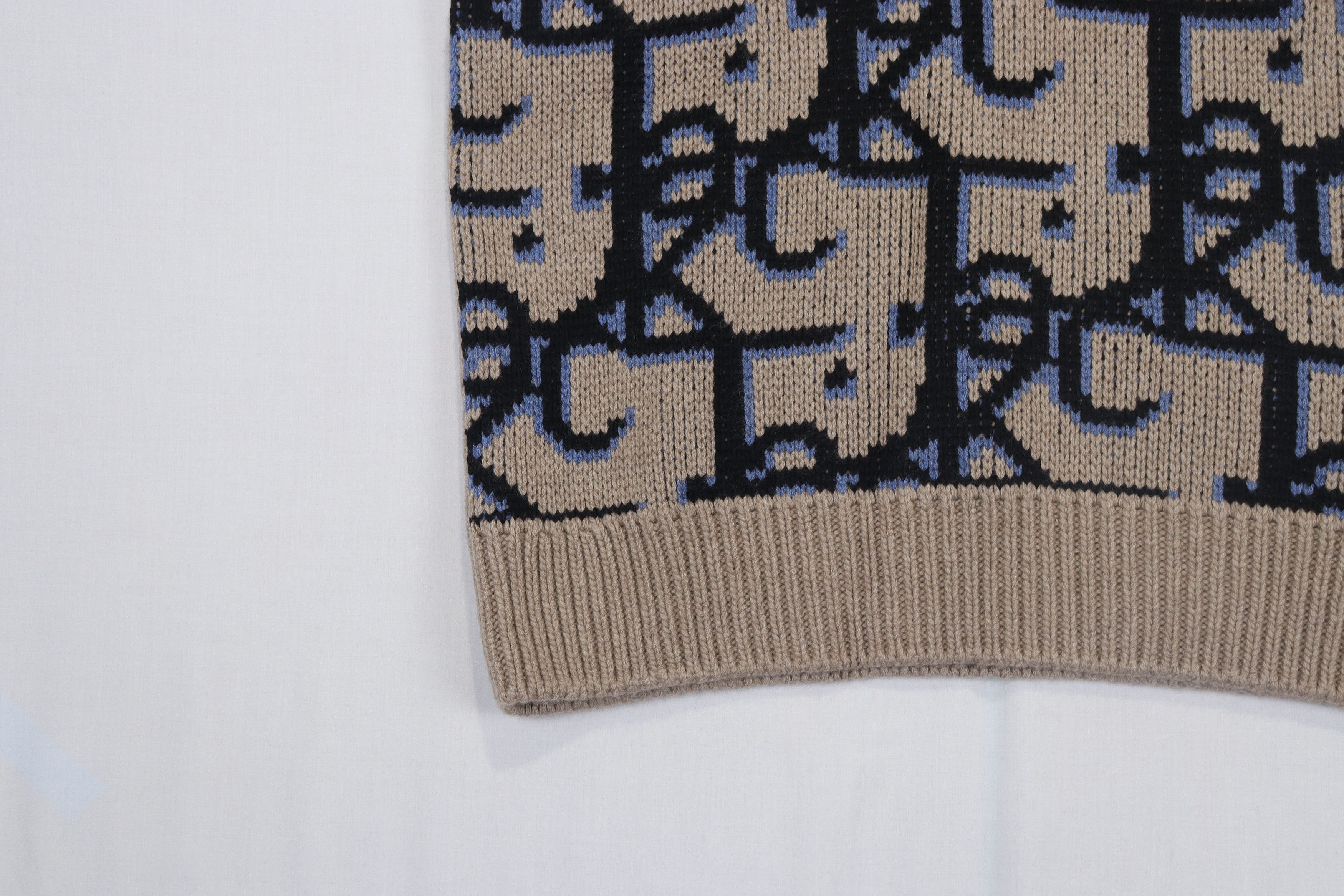 Dior o1rshd1 Check This Jack Jacquard Logo Knit Vest in Beige Size US M / EU 48-50 / 2 - 3 Thumbnail
