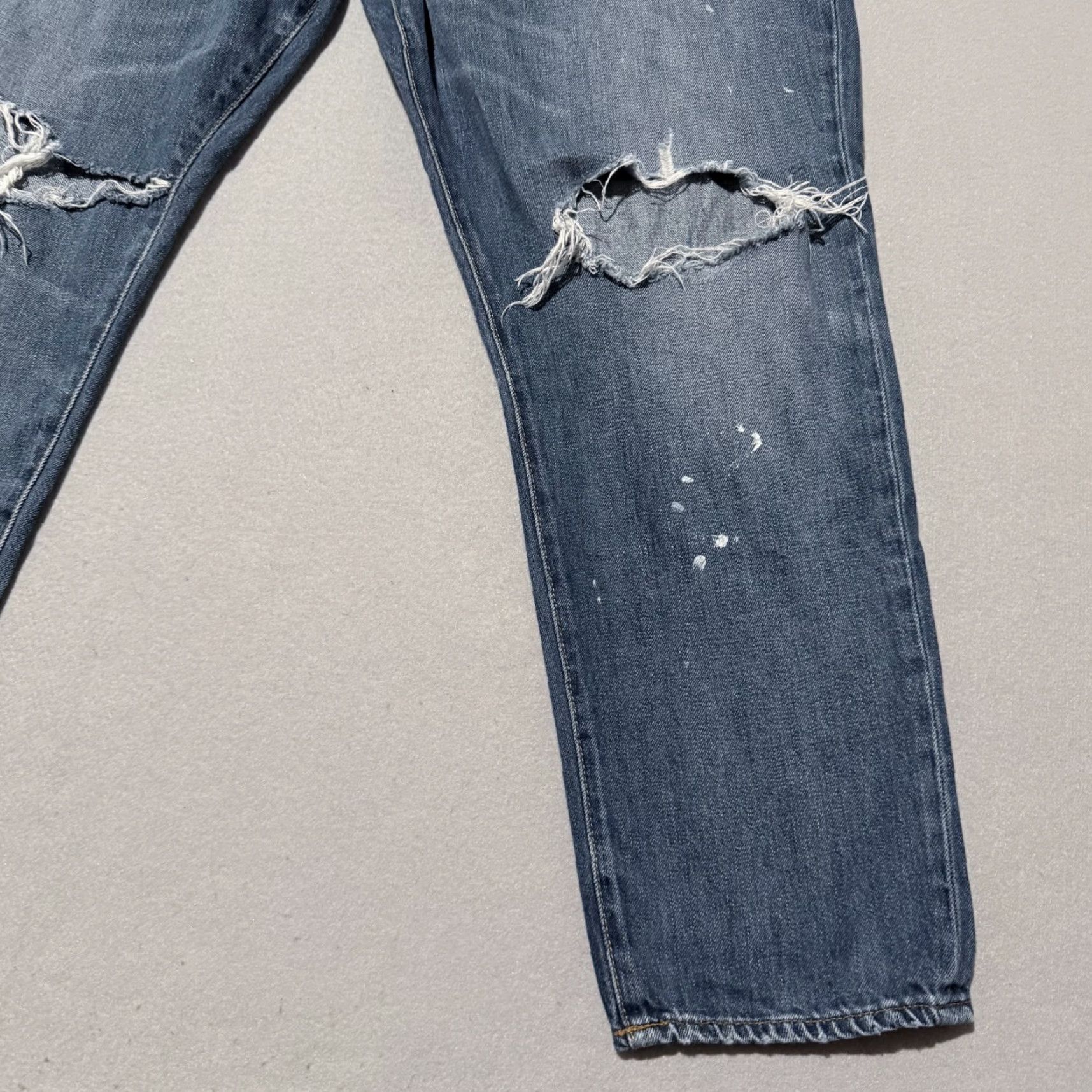 Gap Gap Jeans Womens Blue Denim Distressed Paint Splatter Relaxed Fit - 35 Size 24" / US 00 / IT 34 - 5 Thumbnail