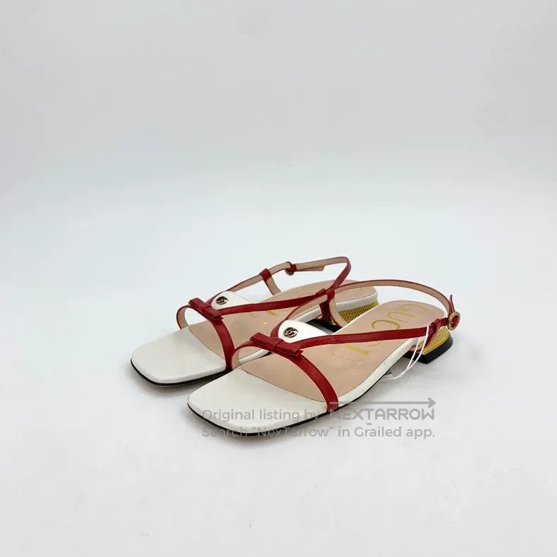 Gucci Gucci White logo bow buckle flat casual sandals Size US 4.5 / IT 34.5 - 1 Thumbnail