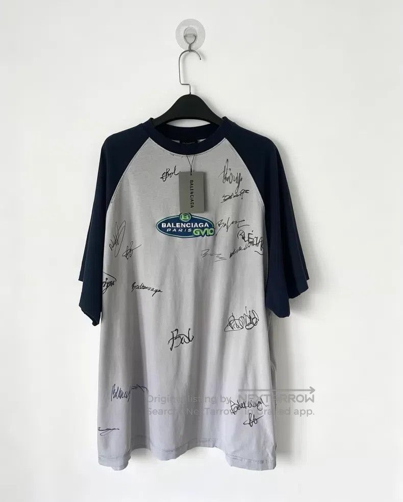 Balenciaga Balenciaga Printed embroidery raglan sleeve round neck T-s Size US S / EU 44-46 / 1 - 1 Thumbnail