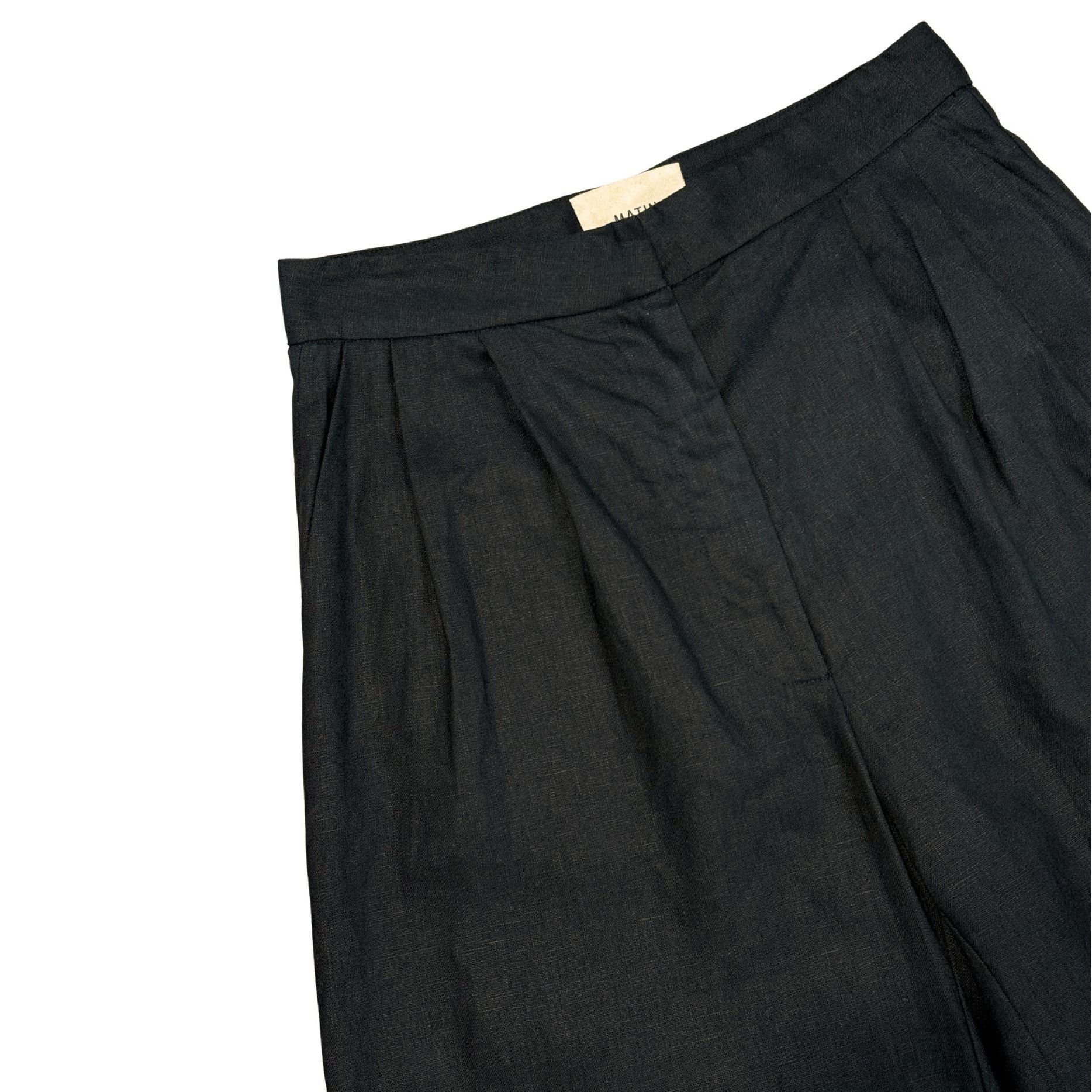 Other MATIN Herringbone Black Wide Leg Linen Pleat Trouser Pant Size 26" / US 2 / IT 38 - 2 Thumbnail
