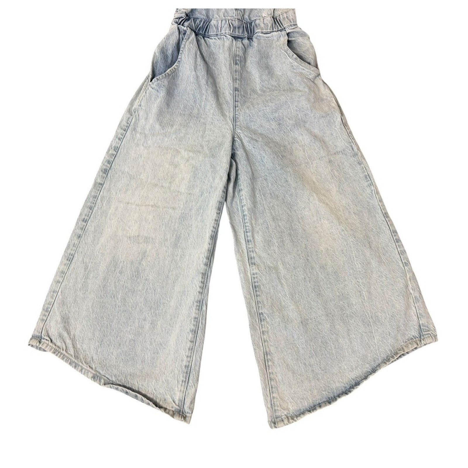 Free People FREE PEOPLE Alora Denim Wide Leg Culotte Tieback Jumpsuit XS Size 26" / US 2 / IT 38 - 4 Thumbnail