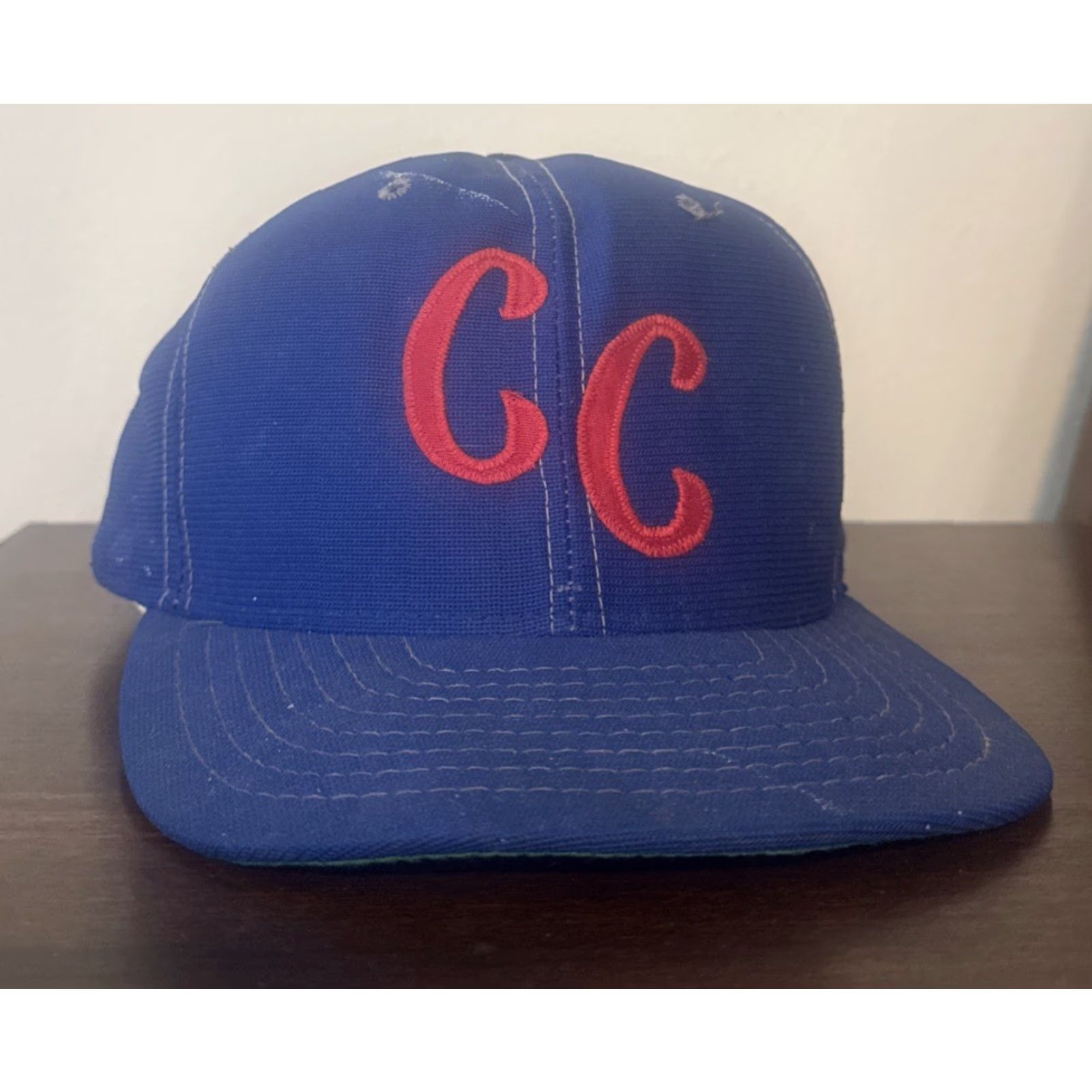 New Era VINTAGE New Era Snapback Hat Cap Blue Red CC Logo 70s 80s Broken Snap Men One Size Mens Size ONE SIZE - 2 Thumbnail