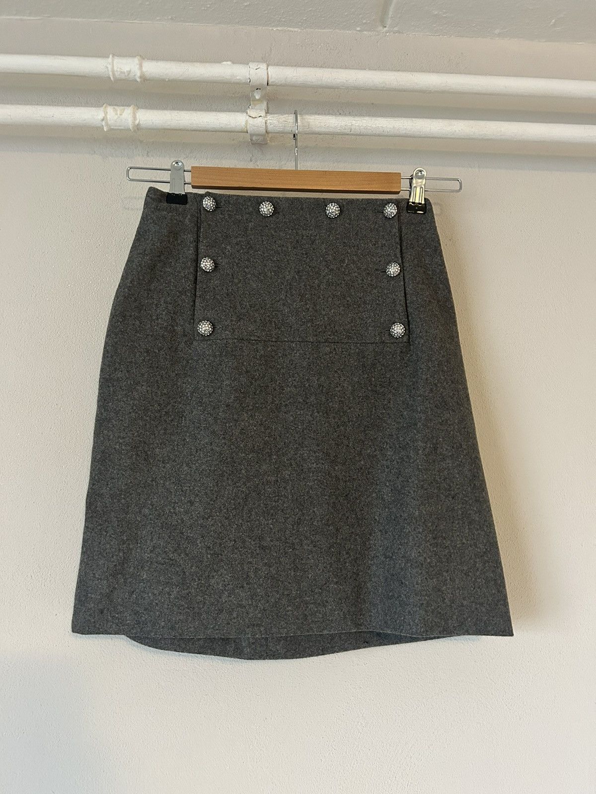 Celine Celine Grey Wool-Cashmere Blend Skirt - Size 38 Size 27" / US 4 / IT 40 - 1 Thumbnail