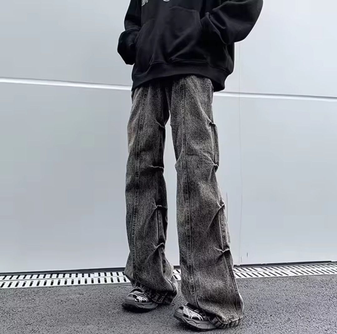 Japanese Brand × Jean Streetwear Denim Pants Pleated Design Solid Size US 31 - 6 Thumbnail
