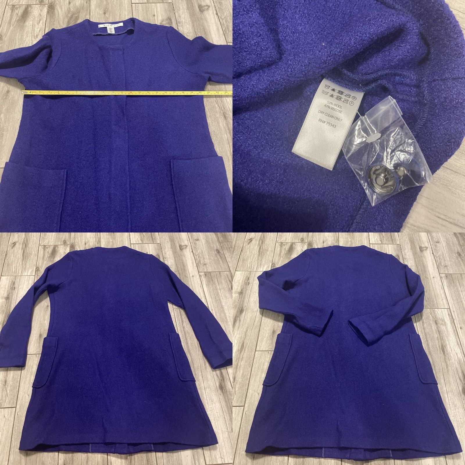 Vintage Max Studio Coat Wool Blend Full Zip M Purple Women Overcoat Pockets Size M / US 6-8 / IT 42-44 - 8 Thumbnail