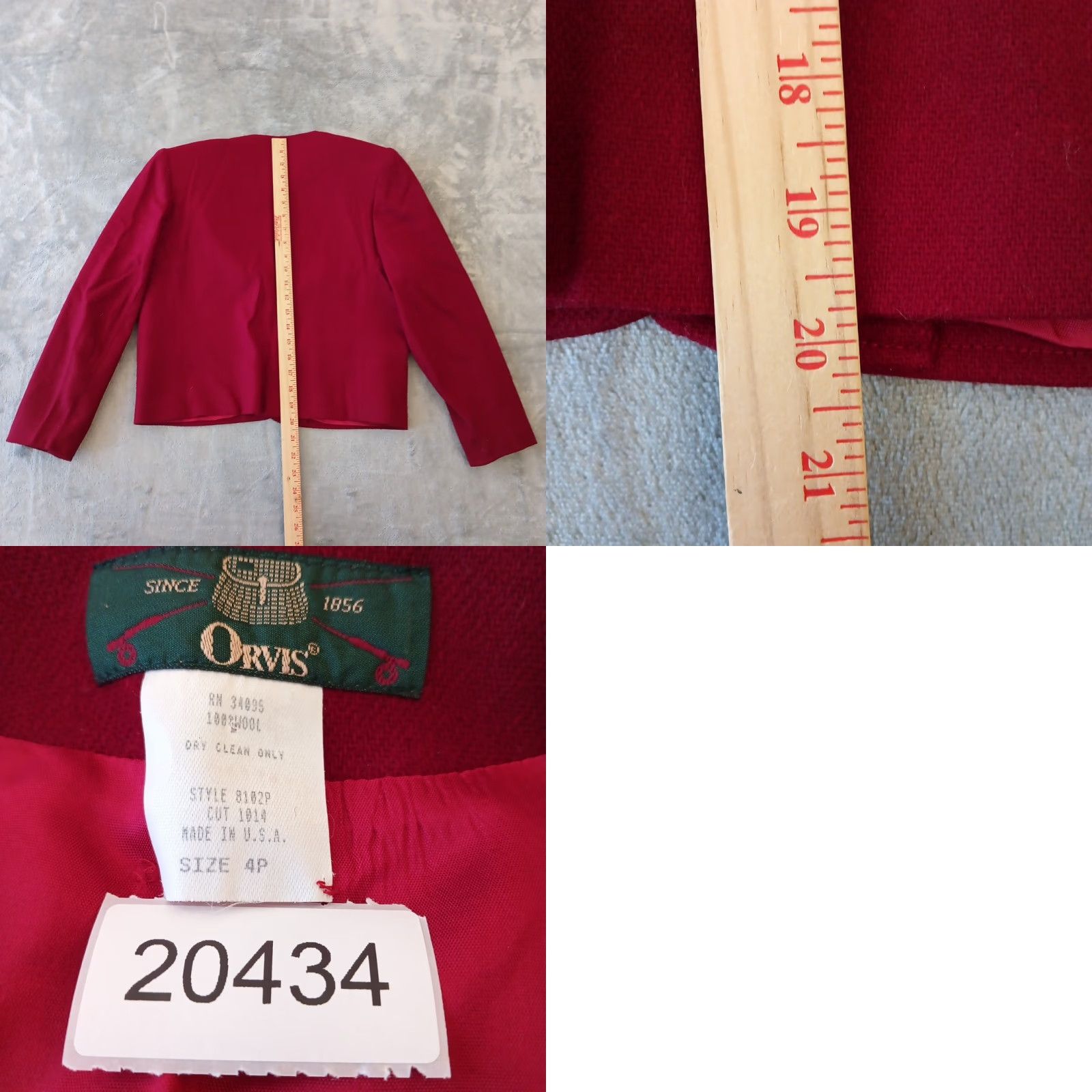 Orvis Orvis Blazer Womens Size 4P Red Wool One Button Long Sleeve Lined Size S / US 4 / IT 40 - 8 Thumbnail