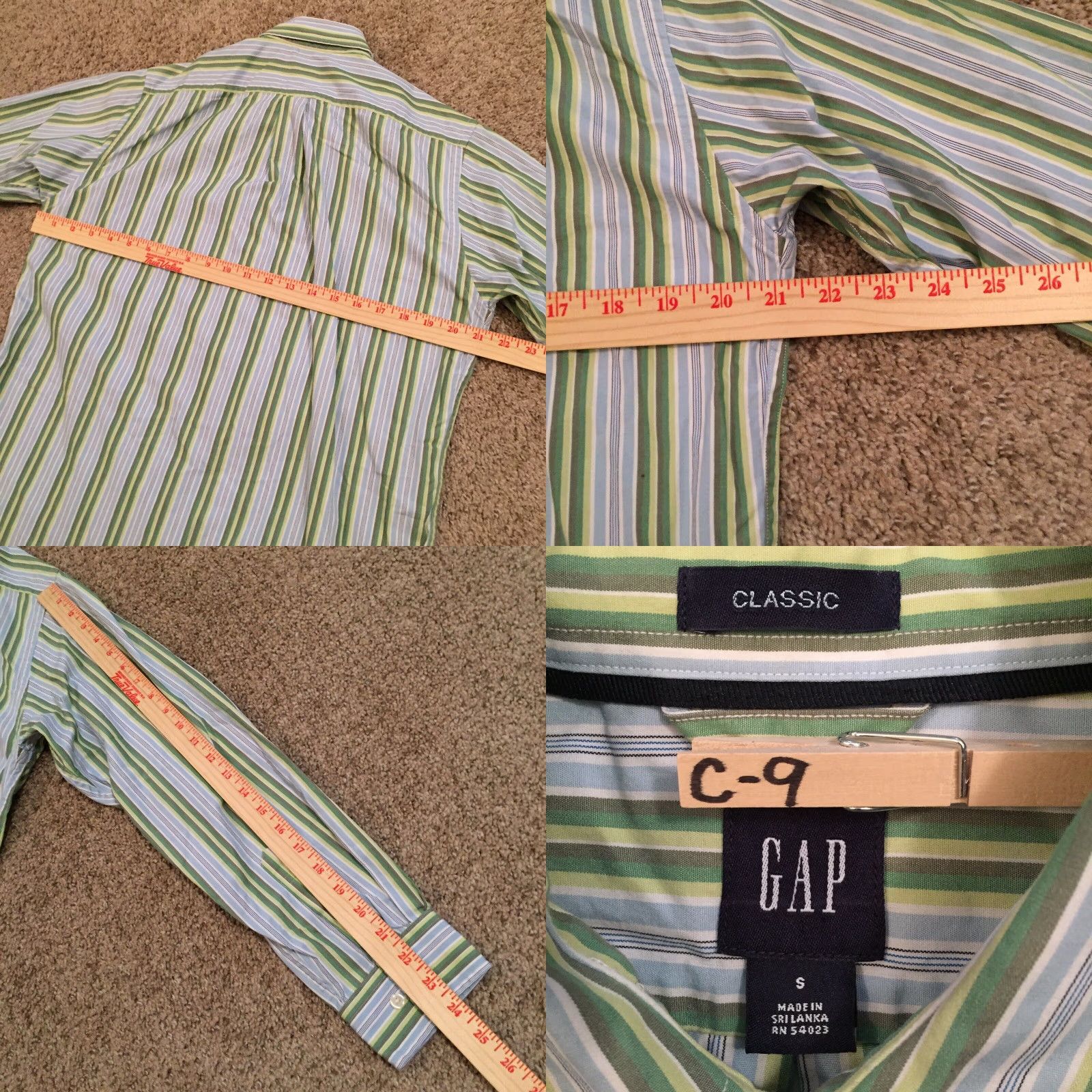 Gap Gap Shirt Men Small Green Striped Long Sleeve Button-Up Casual Shirt Size US S / EU 44-46 / 1 - 8 Thumbnail