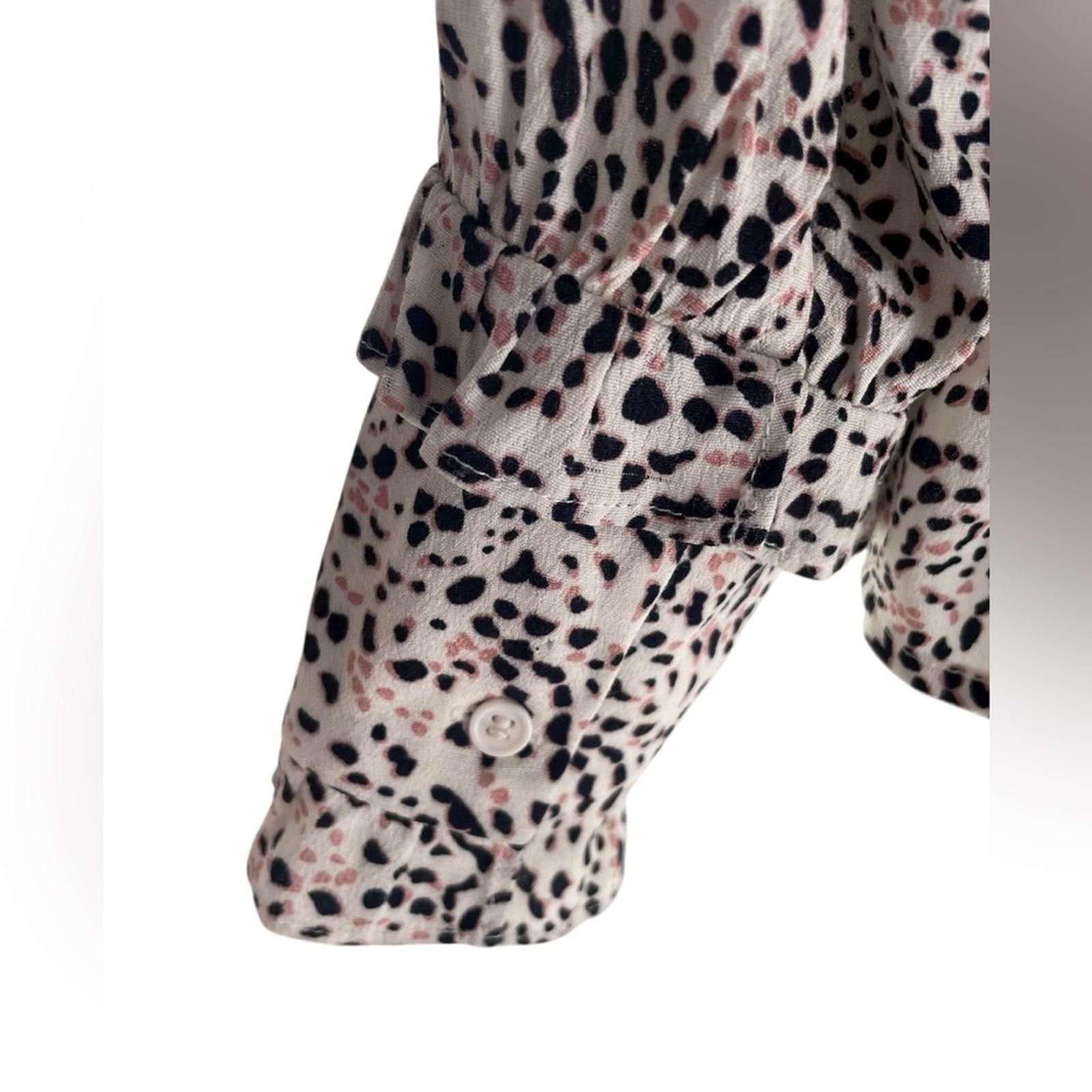 ba&sh ba&sh Paris Lady Shirt – Animal Print Ruffle Blouse Size S / US 4 / IT 40 - 5 Thumbnail