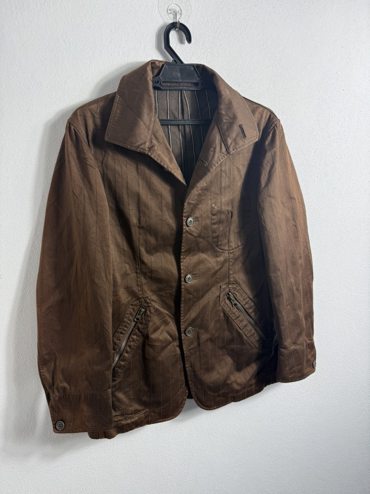PPFM BROWN STRIPEJAPANESE CASUAL JACKET BY PPFM JAPANESE BRAND Size US S / EU 44-46 / 1 - 2 Thumbnail