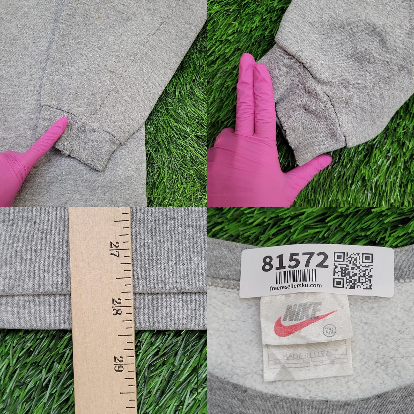 Nike VINTAGE Nike Swoosh Sweatshirt 2XL Gray Baggy USA Sweatshirt Mens 90s Logo Embroidered Crew Neck Cotton Polyester Fleece Size US XXL / EU 58 / 5 - 8 Thumbnail