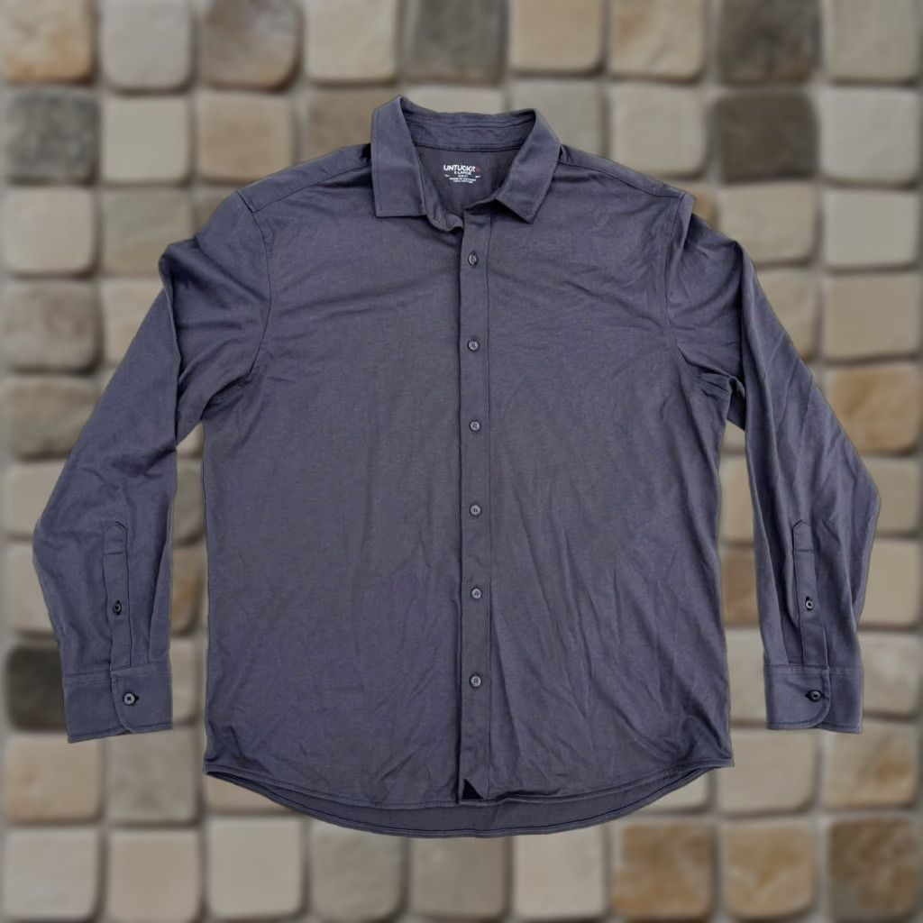 UNTUCKit UNTUCKit Luxe Tee BD Shirt Slim Fit Gray Mens Button-Up XL Shirt Size US XL / EU 56 / 4 - 1 Thumbnail