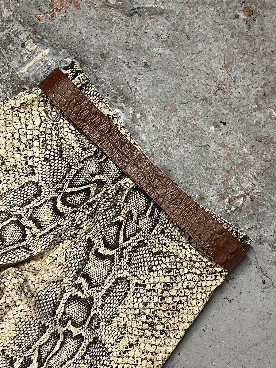 Designer × Roberto Cavalli × Vintage 2000s Roberto Cavalli Brown Crocodile Effect Embossed Leather Belt Size ONE SIZE - 4 Thumbnail