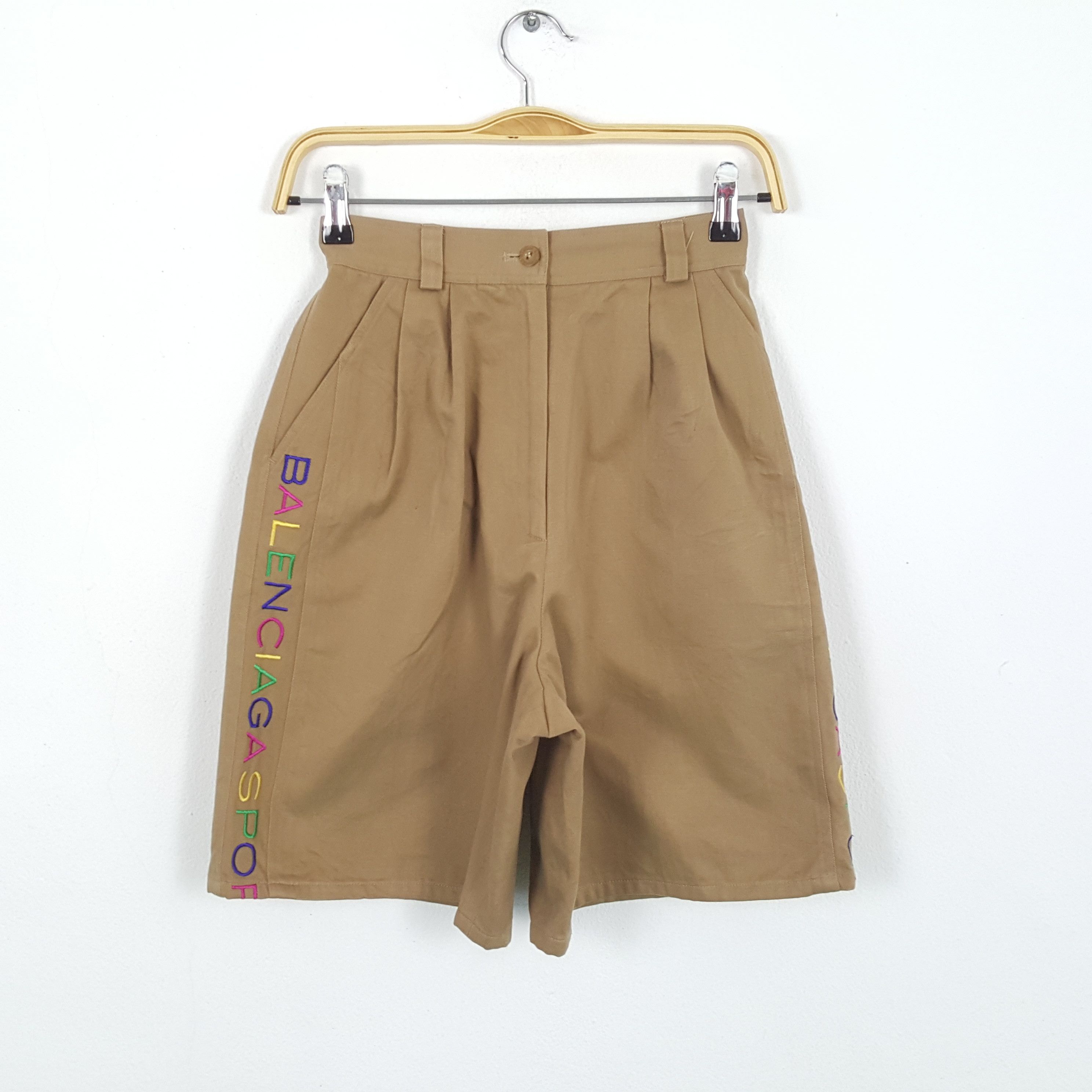 image of Vintage Balenciaga Sports Italian Luxury Brand Short Pants in Brown, Women's (Size 22)