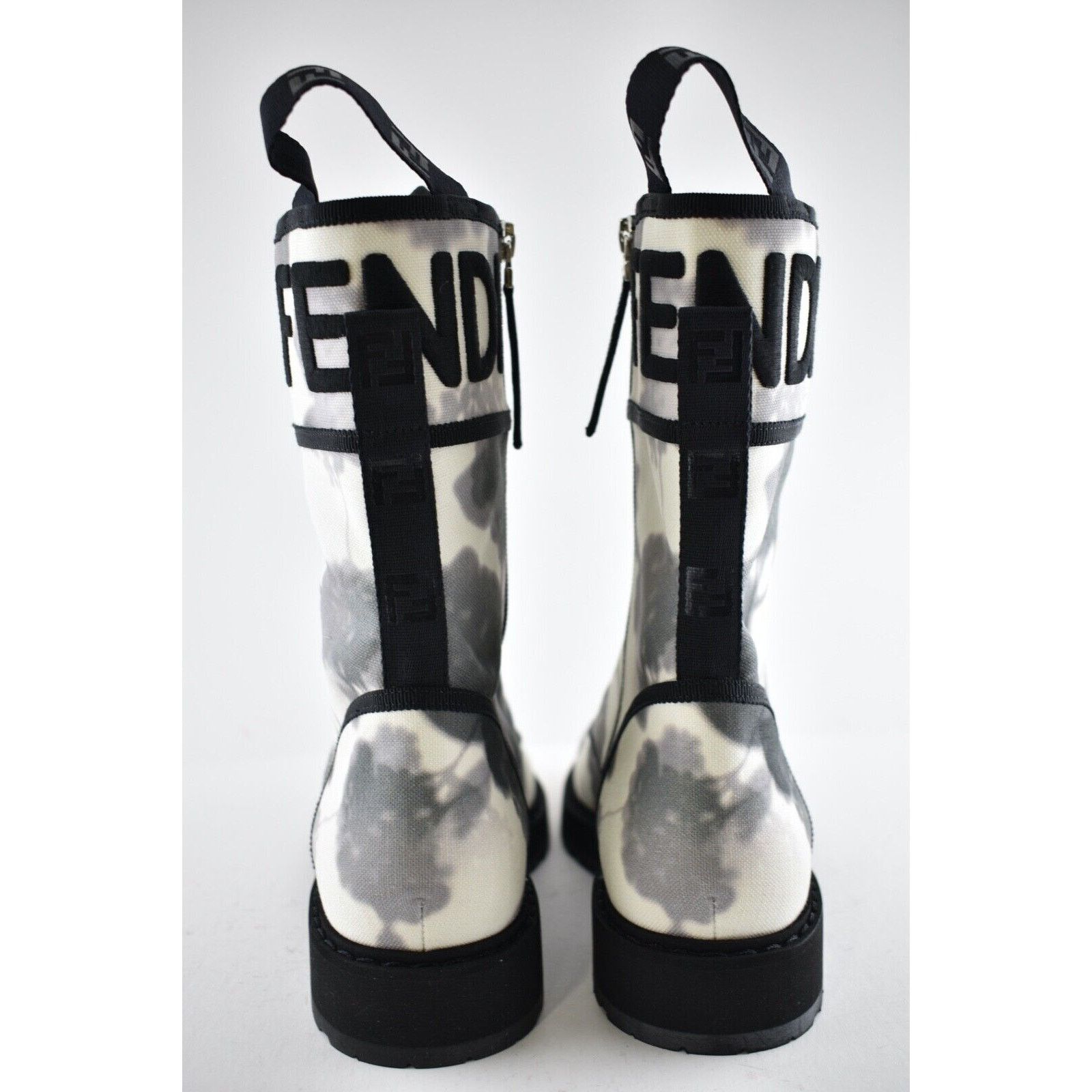 Fendi Fendi Black Grey White Tie Dye Canvas Lace Up Tie Logo Size US 7 / IT 37 - 11 Thumbnail