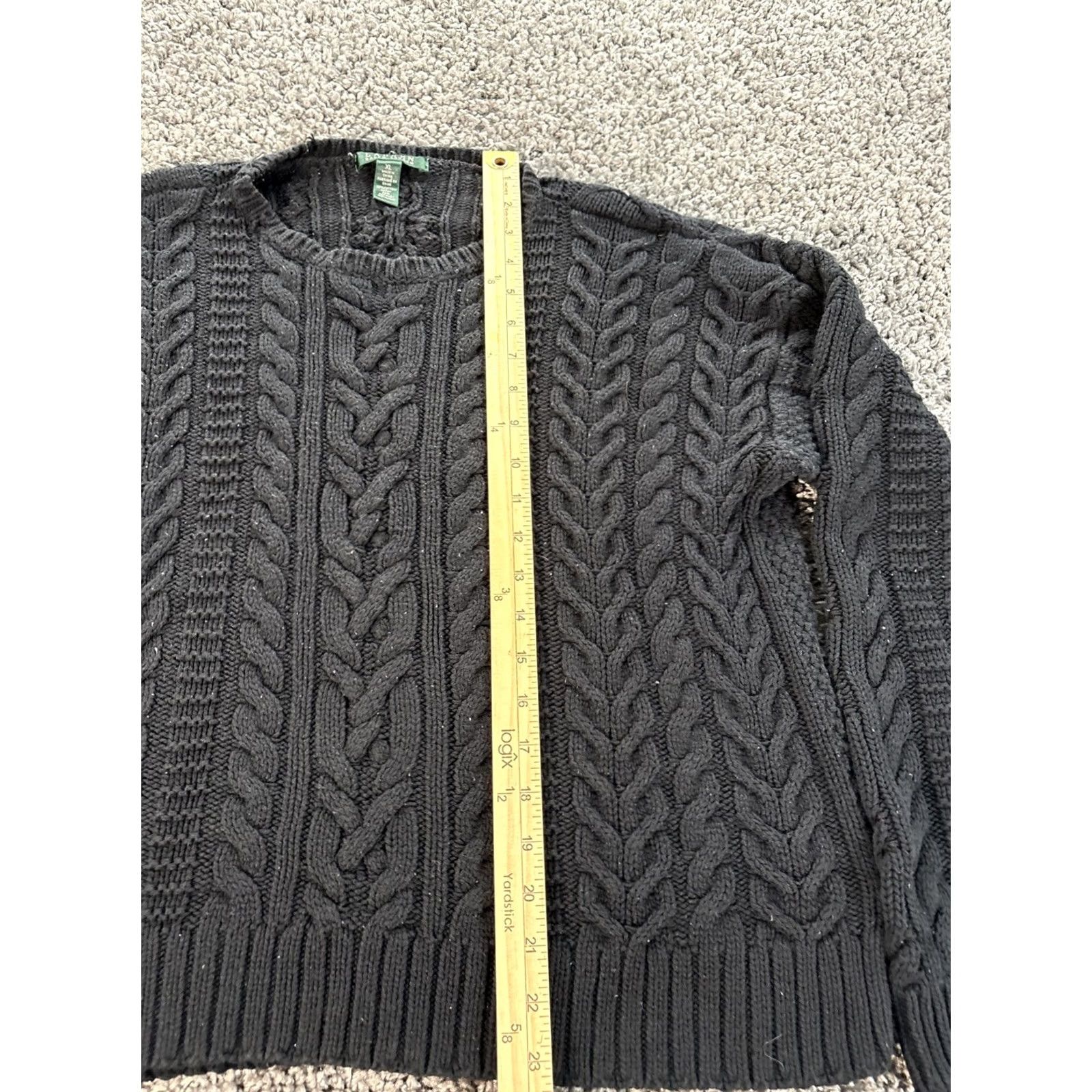 Ralph Lauren Ralph Lauren Sweater Womens XL Black Cable-Knit Pullover Logo Embroidered Classic Money Preppy Size XL / US 12-14 / IT 48-50 - 2 Thumbnail
