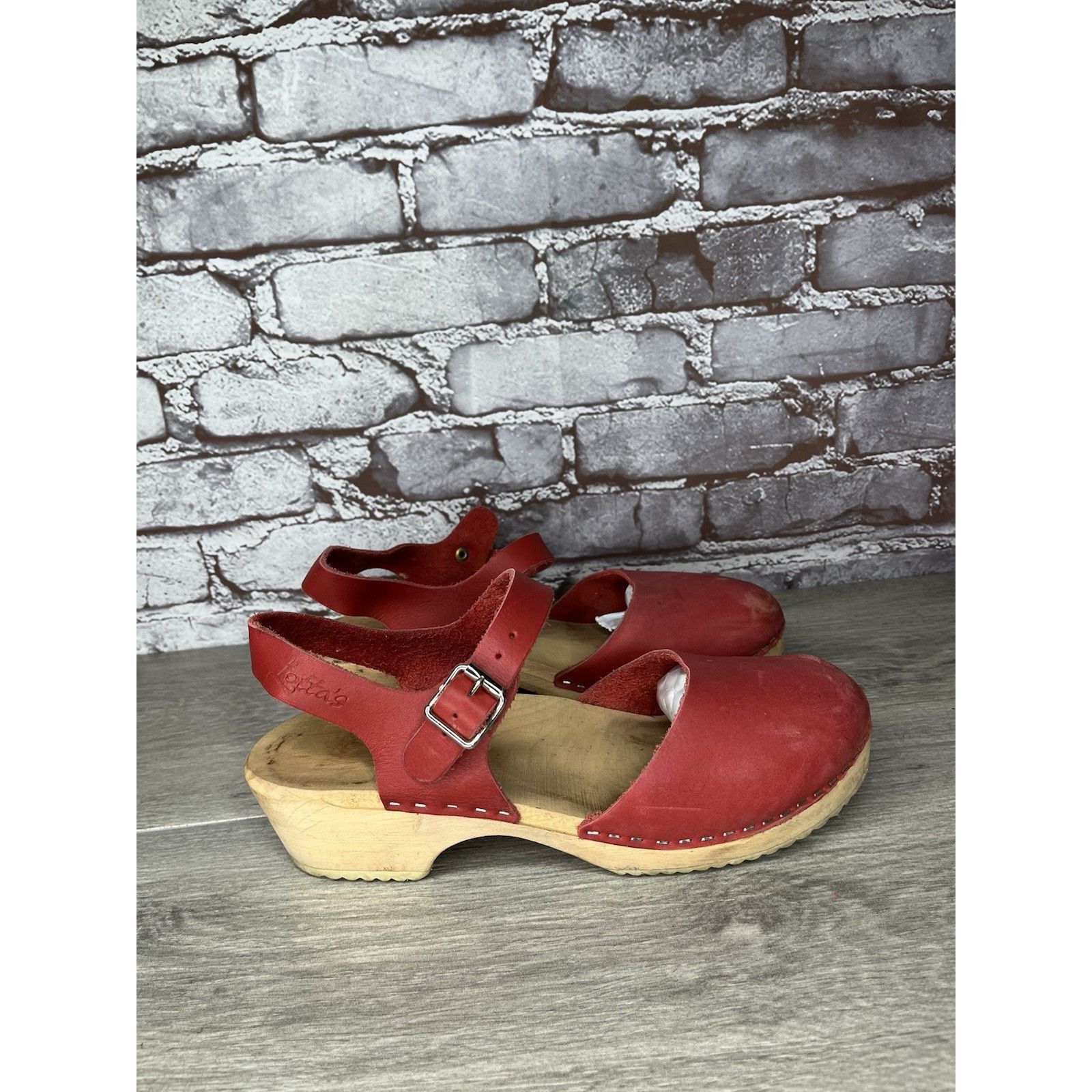 Warren Lotas Lotta's Stockholm T-bar Highwood Red Leather Clogs Nubuck Wo Size US 10.5 / IT 40.5 - 8 Thumbnail
