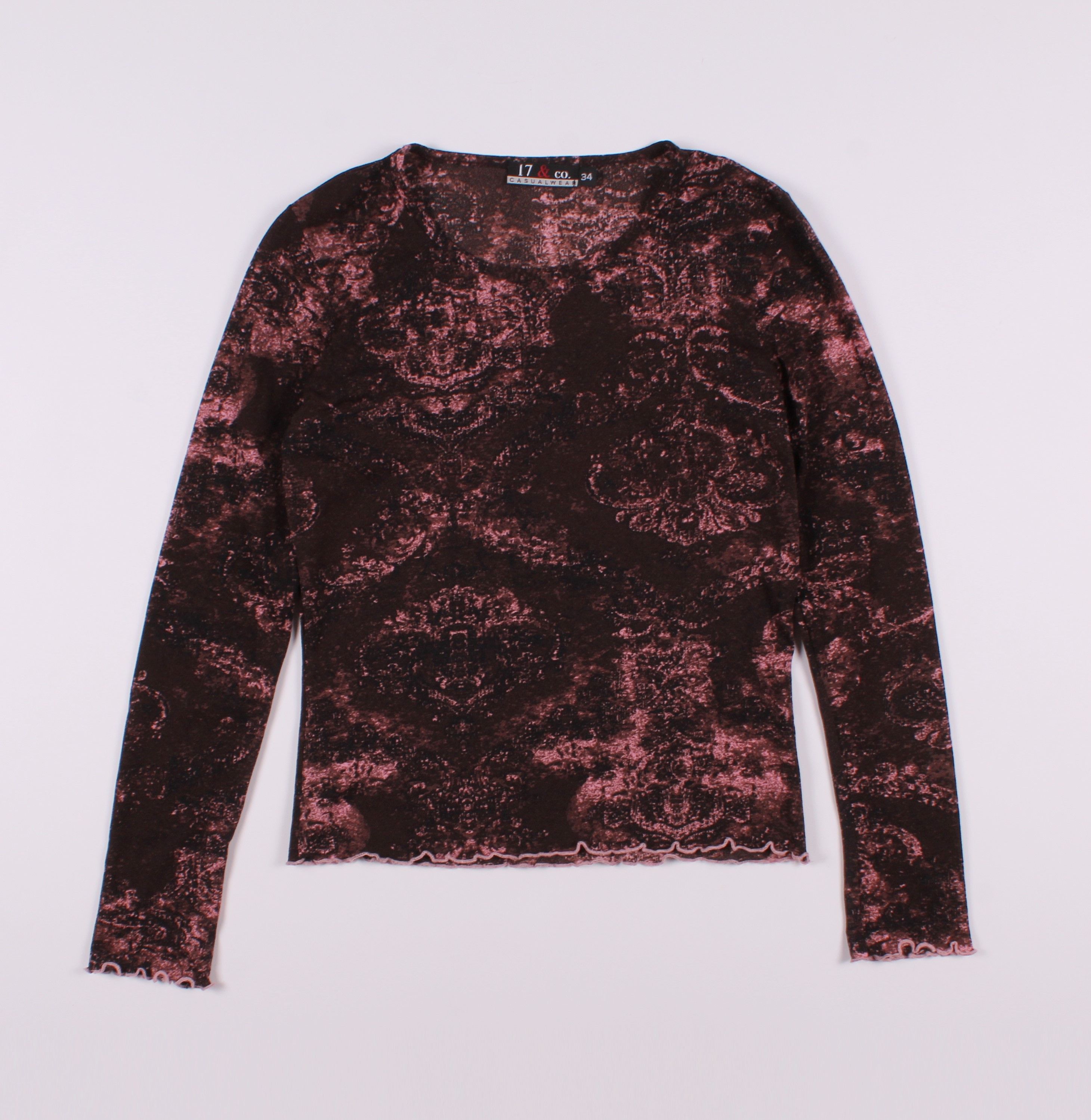 Vintage Vintage 17&Co Y2K Mesh Printed Long Sleeve Top Size S / US 4 / IT 40 - 4 Thumbnail