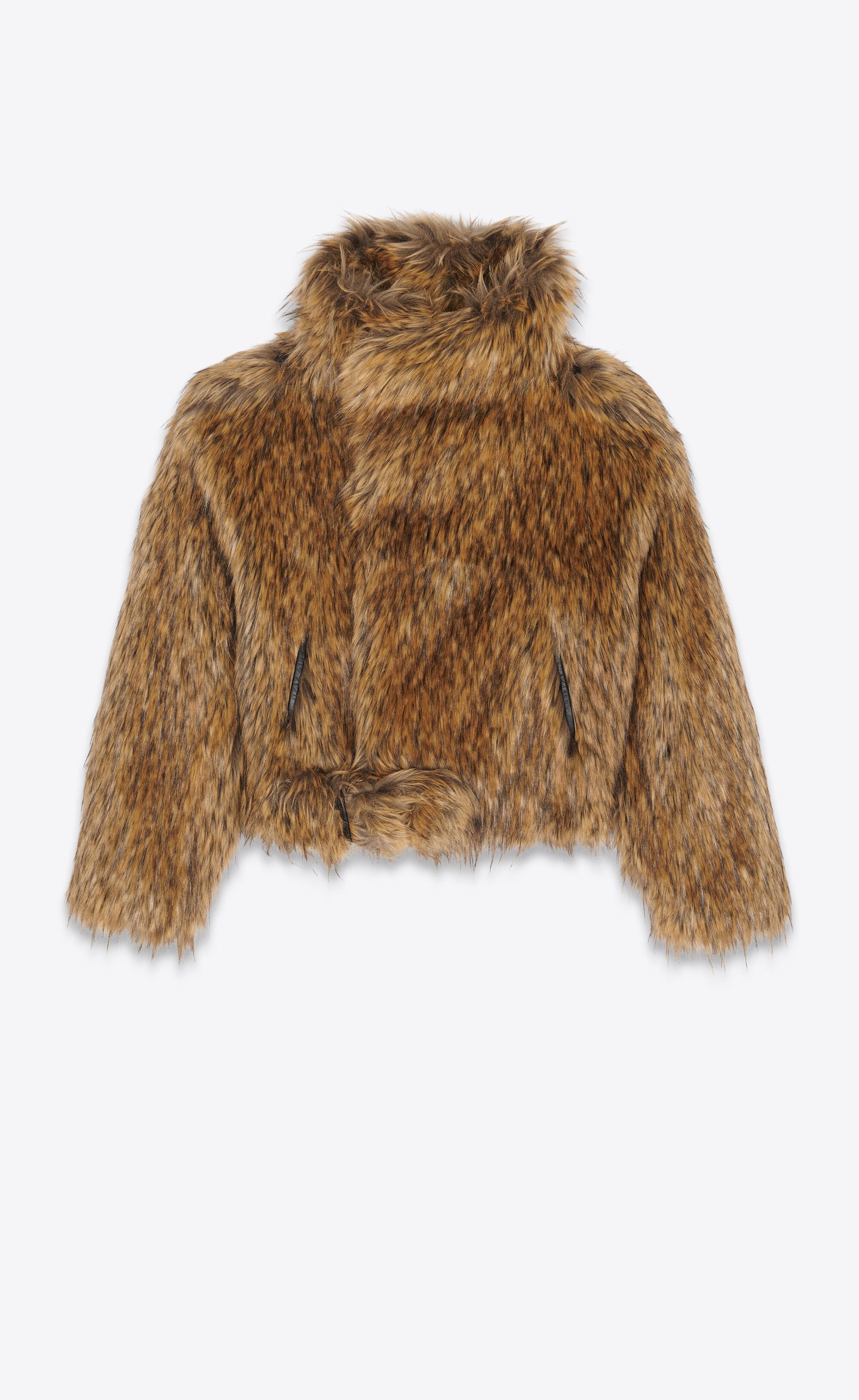 Saint Laurent Paris o1bcso1str0125 Asymmetrical Jacket Animal Fur in Red/Black Size US M / EU 48-50 / 2 - 2 Thumbnail