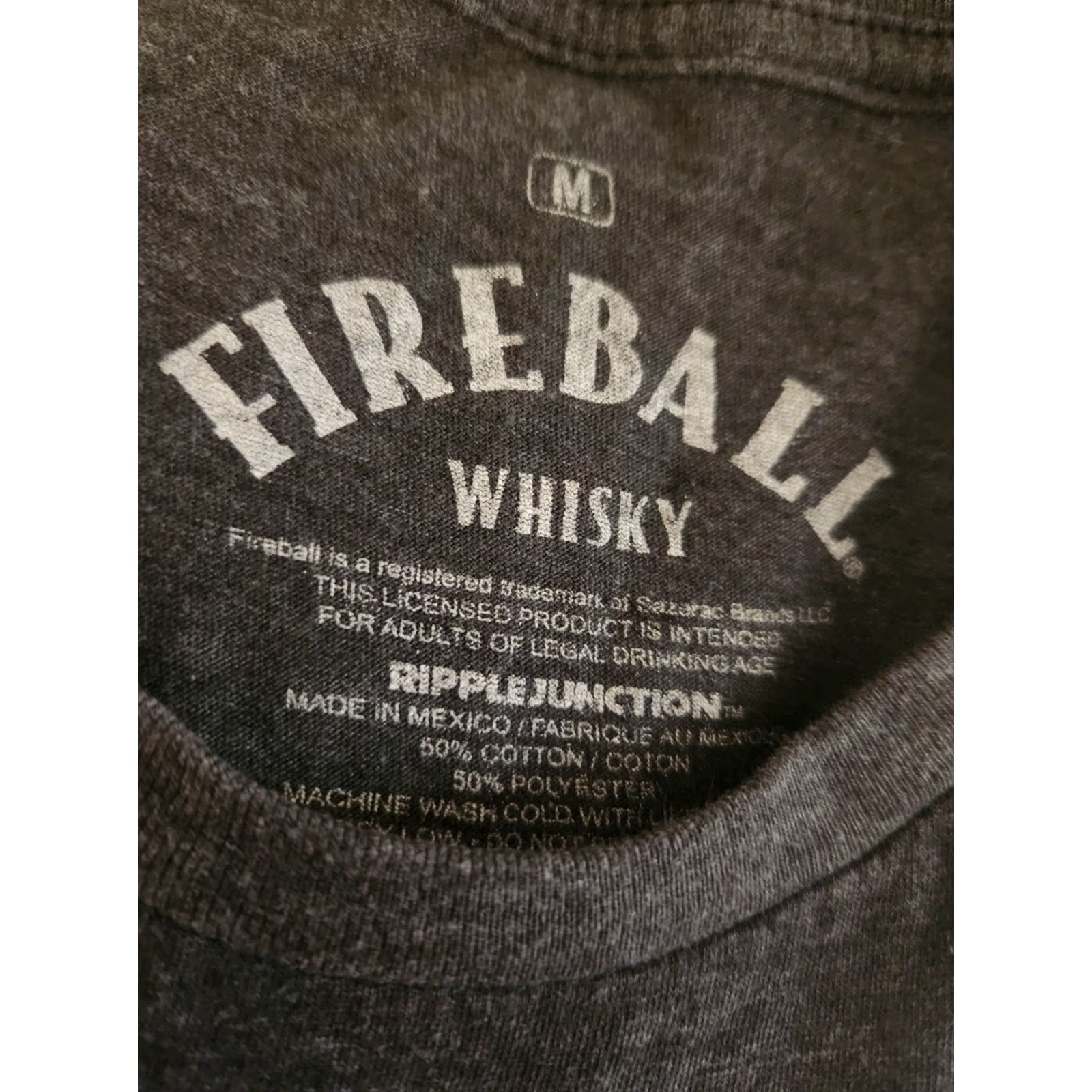 Logo 7 Fireball Whisky Men T-Shirt Gray Logo Graphic Crew Neck Short Sleeve M Adult Tee Size US M / EU 48-50 / 2 - 2 Thumbnail