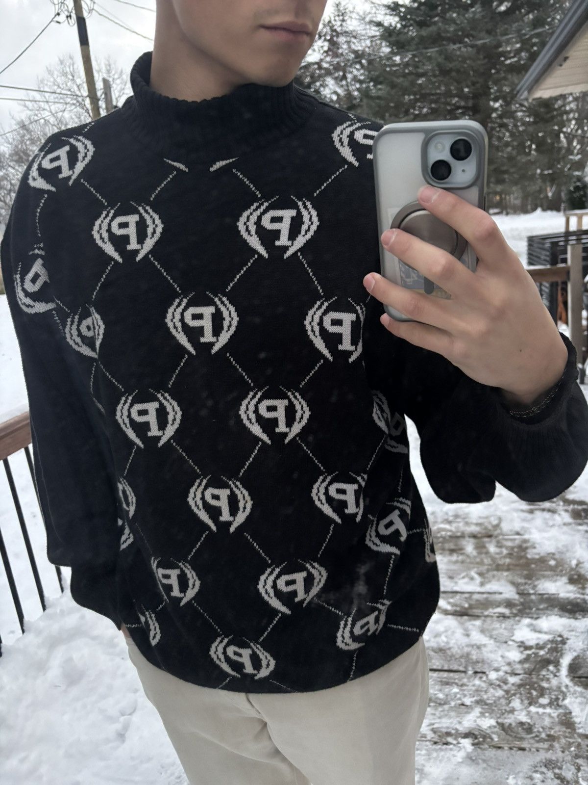 Phat Farm × Vintage Phat Farm Logo All Over Turtleneck Knitted Sweater Size US XL / EU 56 / 4 - 5 Thumbnail