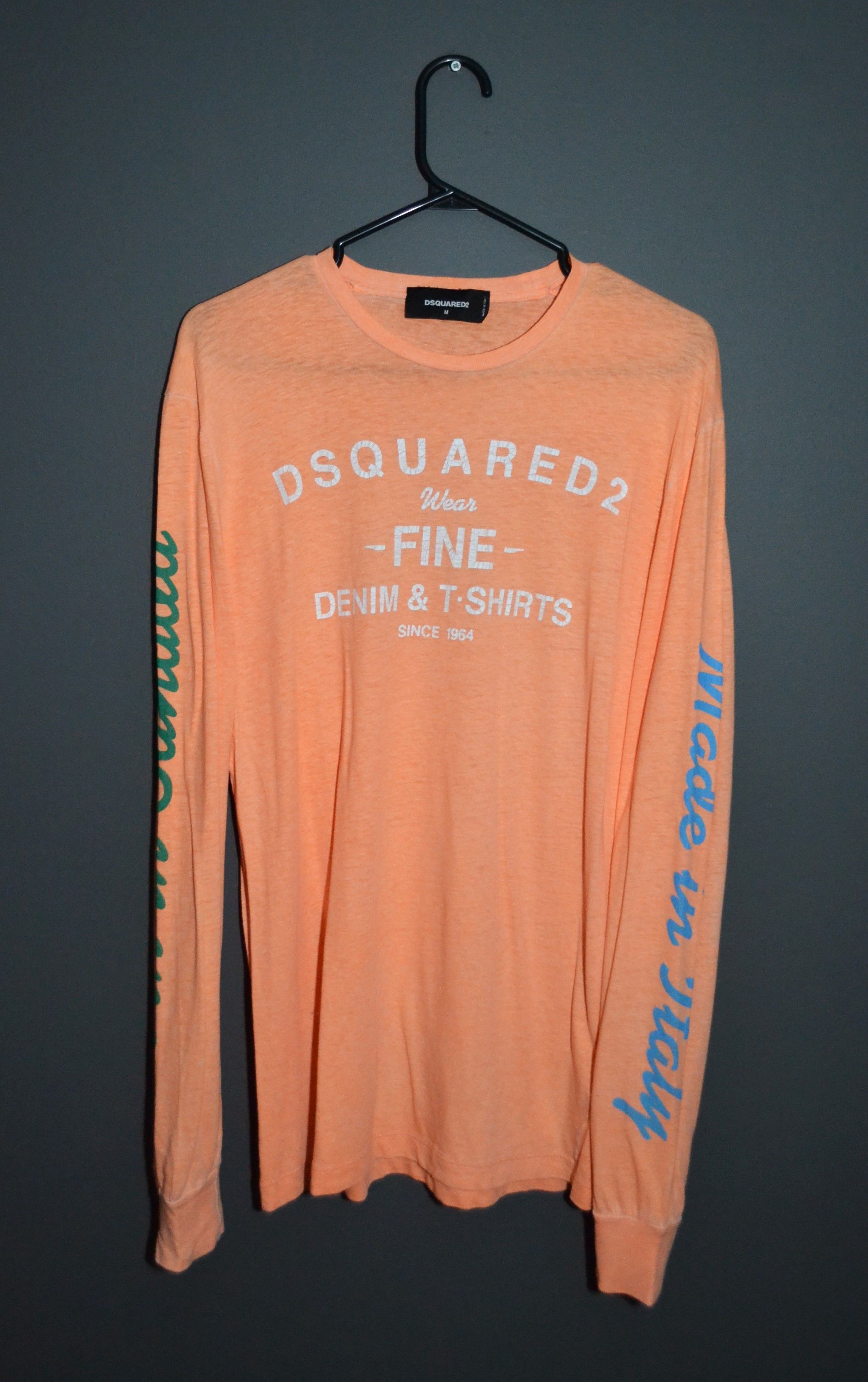 Dsquared2 Dsquared2 M size Peach Longsleeve Spellout Logo T-shirt Size US M / EU 48-50 / 2 - 2 Thumbnail