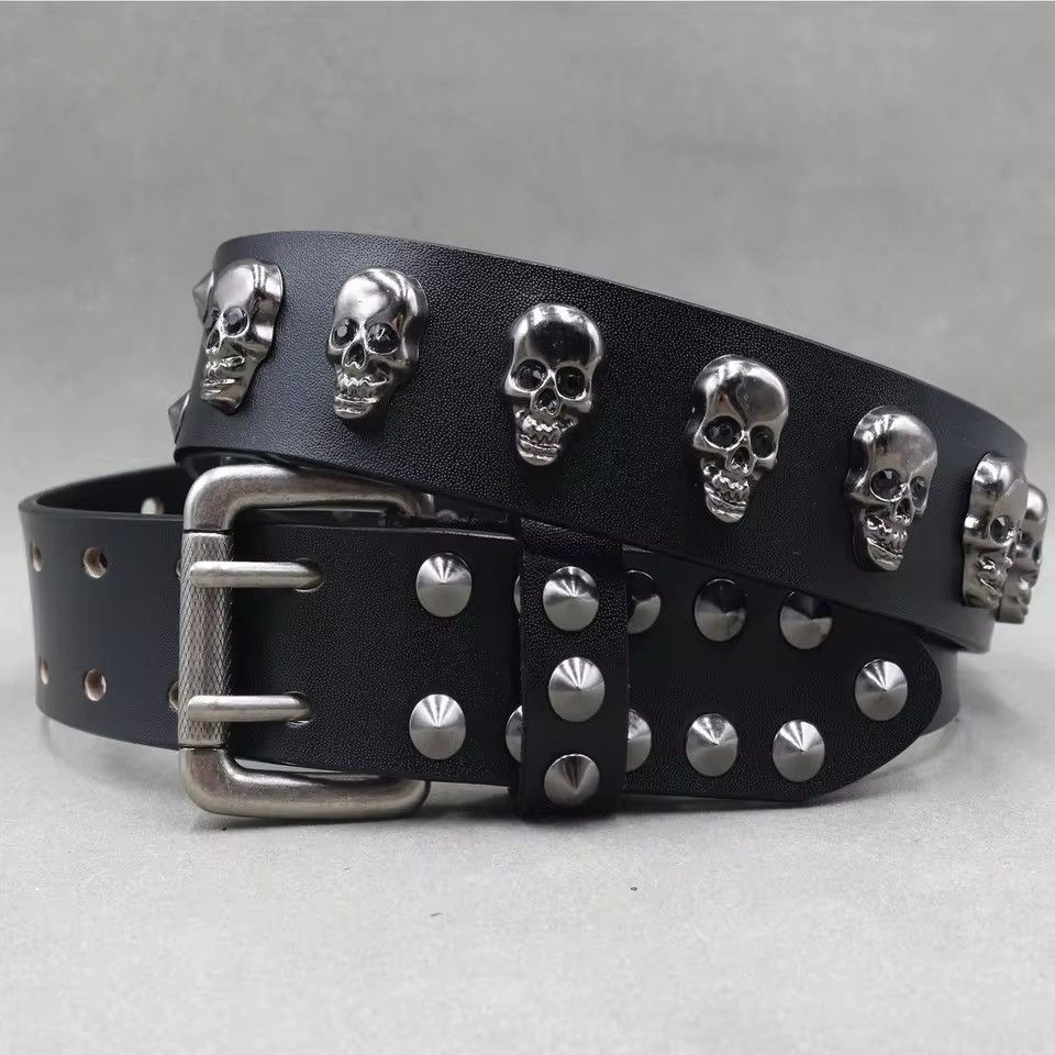 Vintage Skull Studded Punk Leather Cowboy Belts Size ONE SIZE - 2 Thumbnail