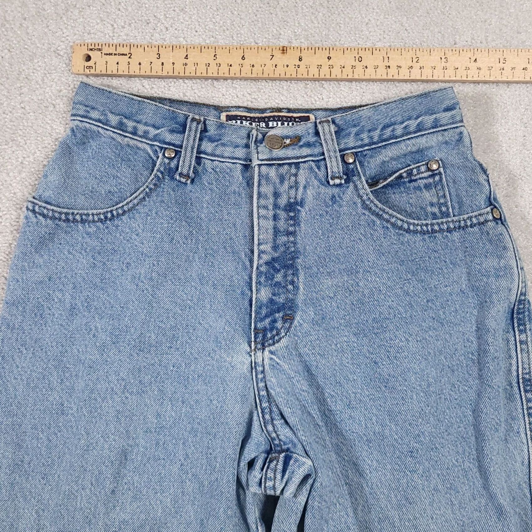 Harley Davidson VINTAGE Harley-Davidson Jeans Women's 6 High Rise Denim Straight Leg 5-Pocket Made In USA Blue Cotton 100% Mens? Size 28" / US 6 / IT 42 - 4 Thumbnail