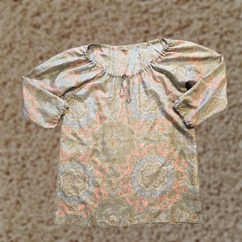 J.Crew J.CREW Blouse Womens Small Pink Silk Paisley Round Neck Boxy Casual Career Size S / US 4 / IT 40 - 1 Thumbnail