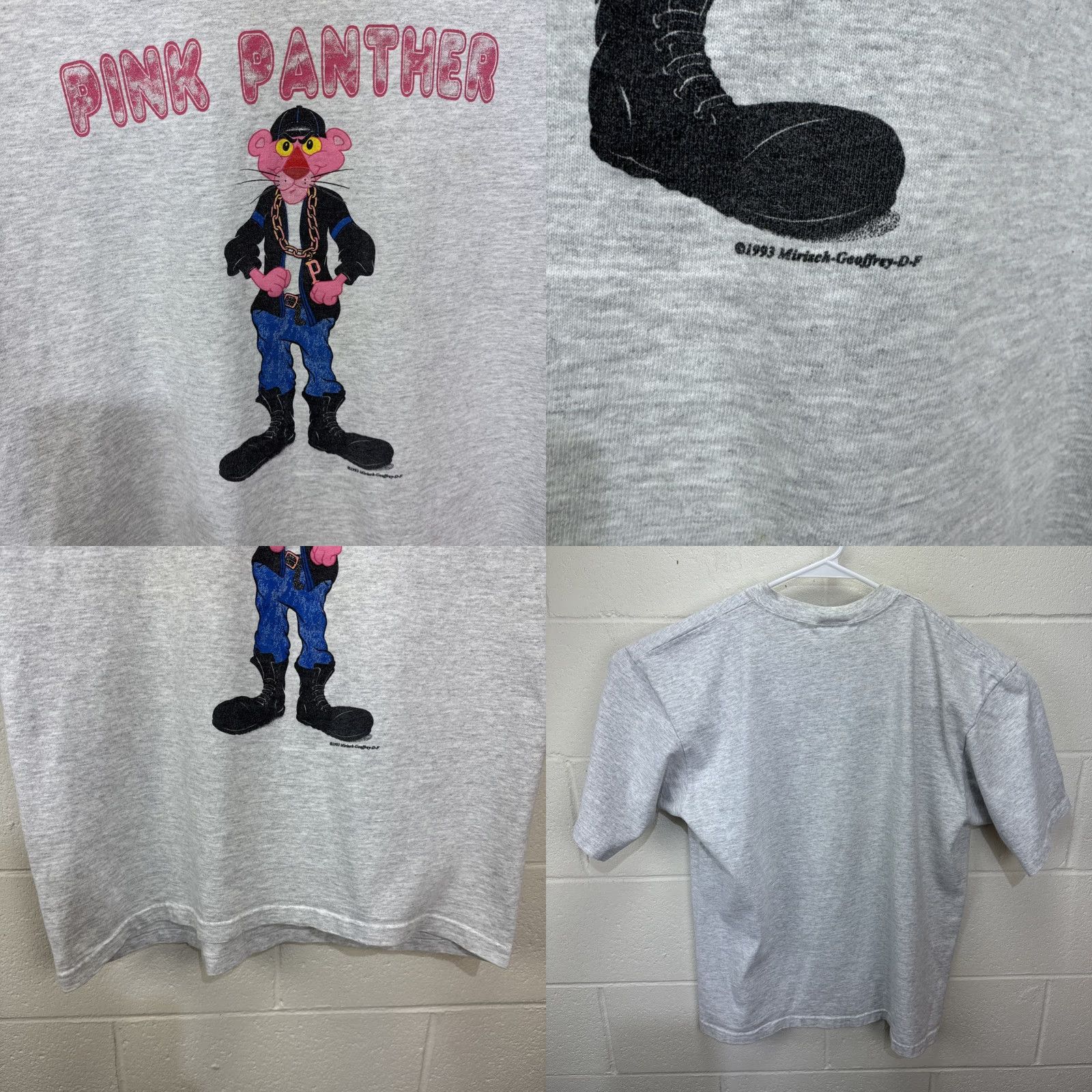Pinko Vintage Pink Panther T-Shirt Men Large Gray 90s Cartoon Graphic Print Punk Style Size US L / EU 52-54 / 3 - 8 Thumbnail