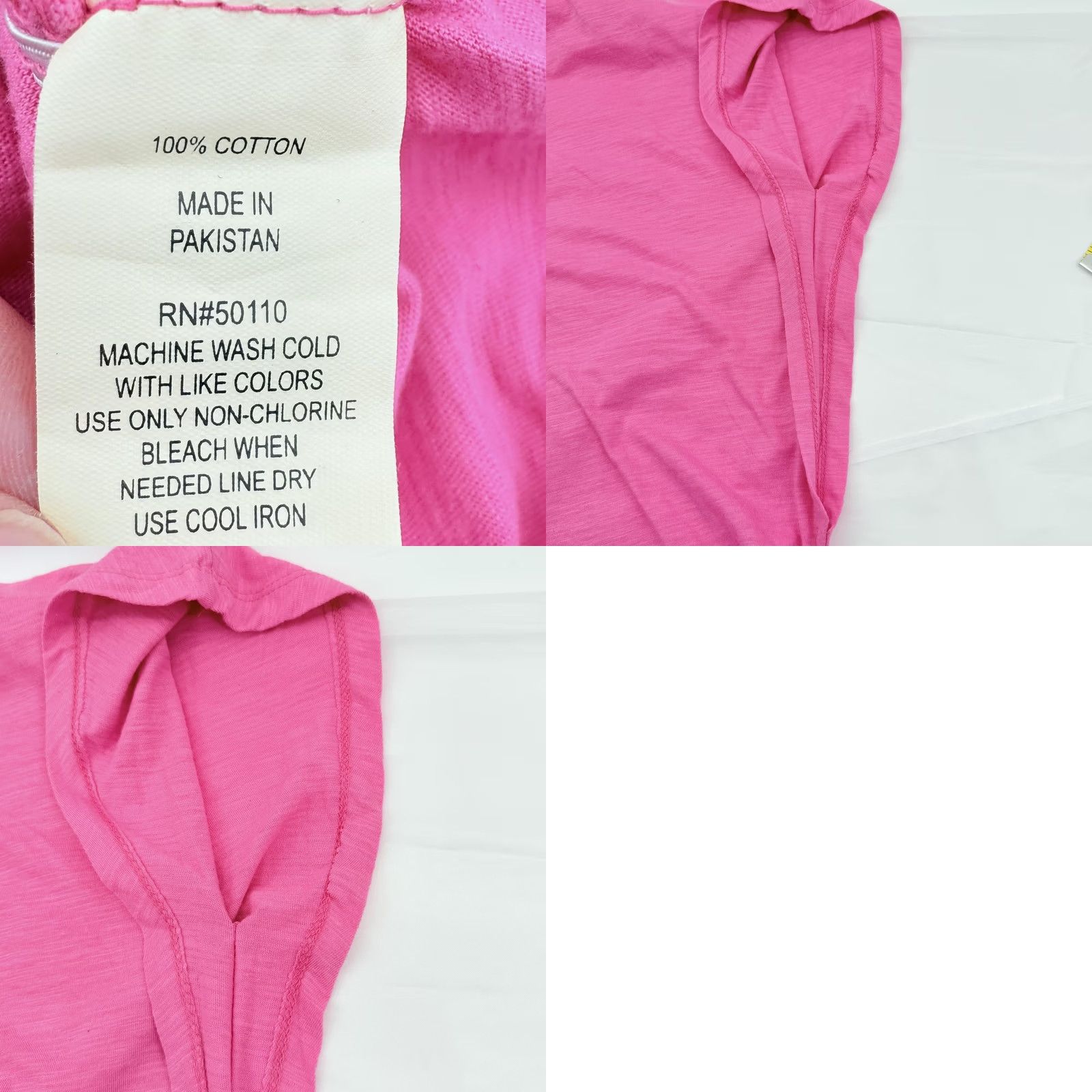 Pinko Feathers Shirt Womens 3X Pink V Neck Short Sleeve Ruched Cotton Casual Soft Top Size XXL / US 16-18 / IT 52-54 - 8 Thumbnail