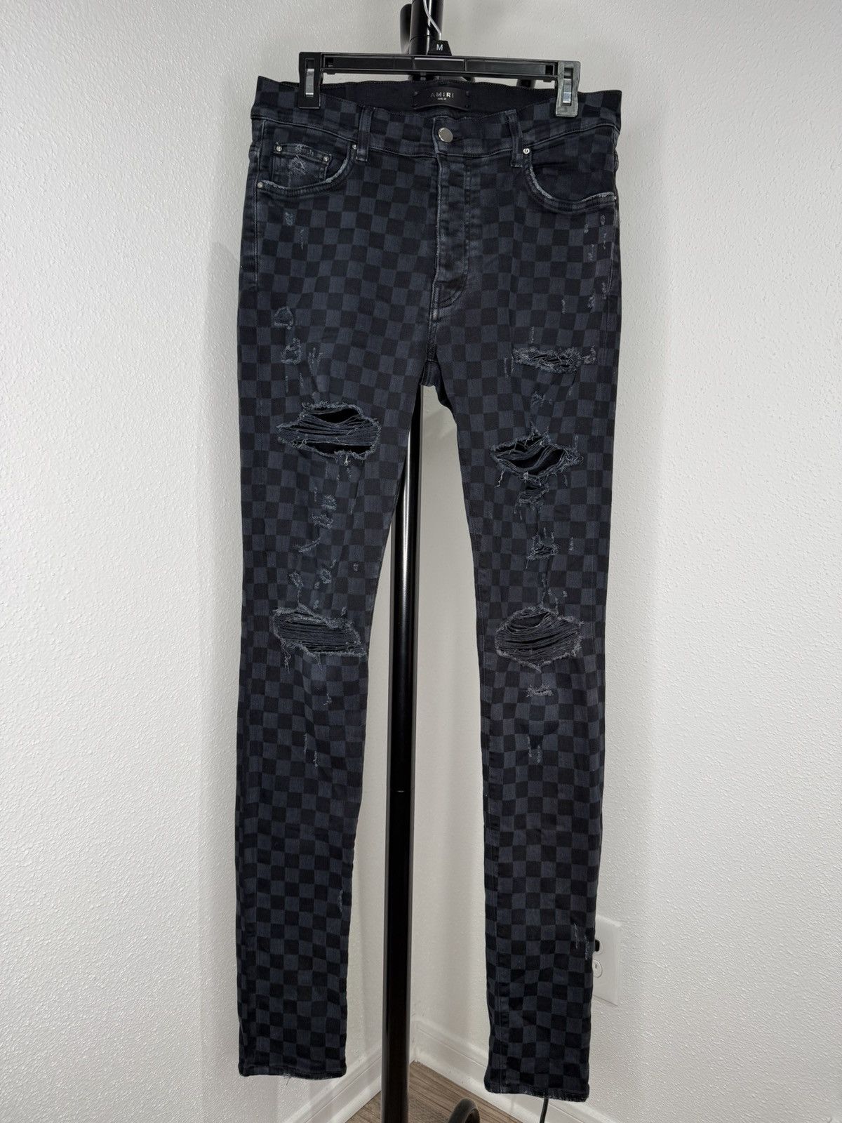 Amiri Amiri Thrasher Skinny-Fit Checkered Stretch-Denim Size US 32 / EU 48 - 1 Thumbnail