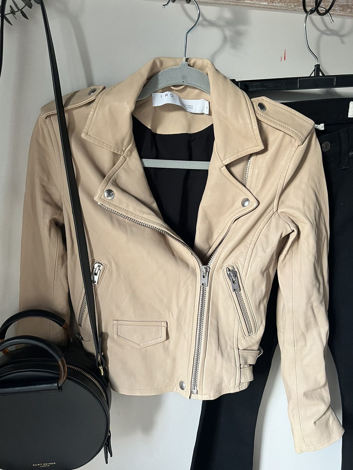 Iro Iro Asheville Leather Cropped Moto Jacket Size XS / US 0-2 / IT 36-38 - 3 Thumbnail