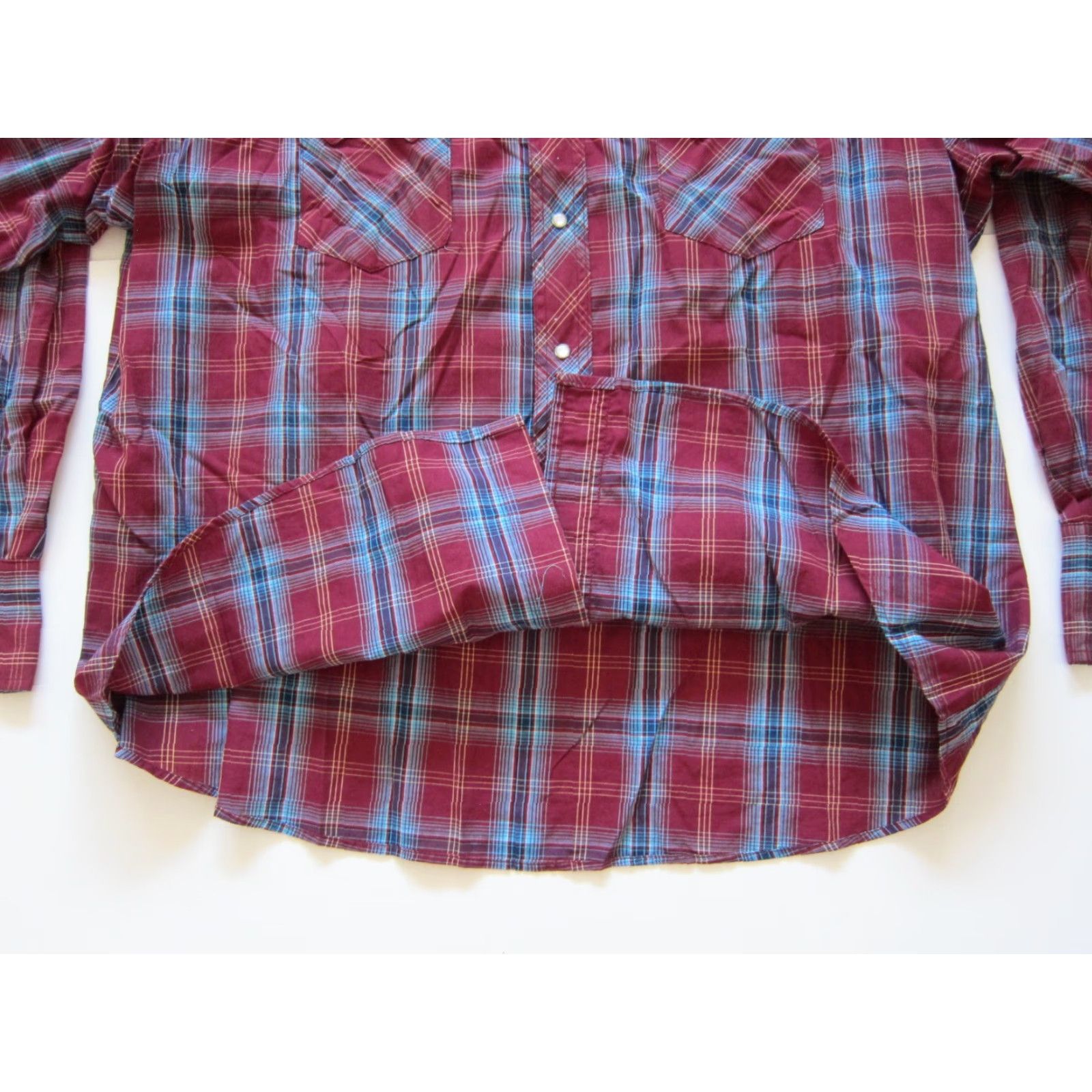 Wrangler VINTAGE Wrangler Shirt Western Long Sleeve Cotton Snap Red Blue Plaid 2XL Men Mens Boys Girls Size US XXL / EU 58 / 5 - 7 Thumbnail