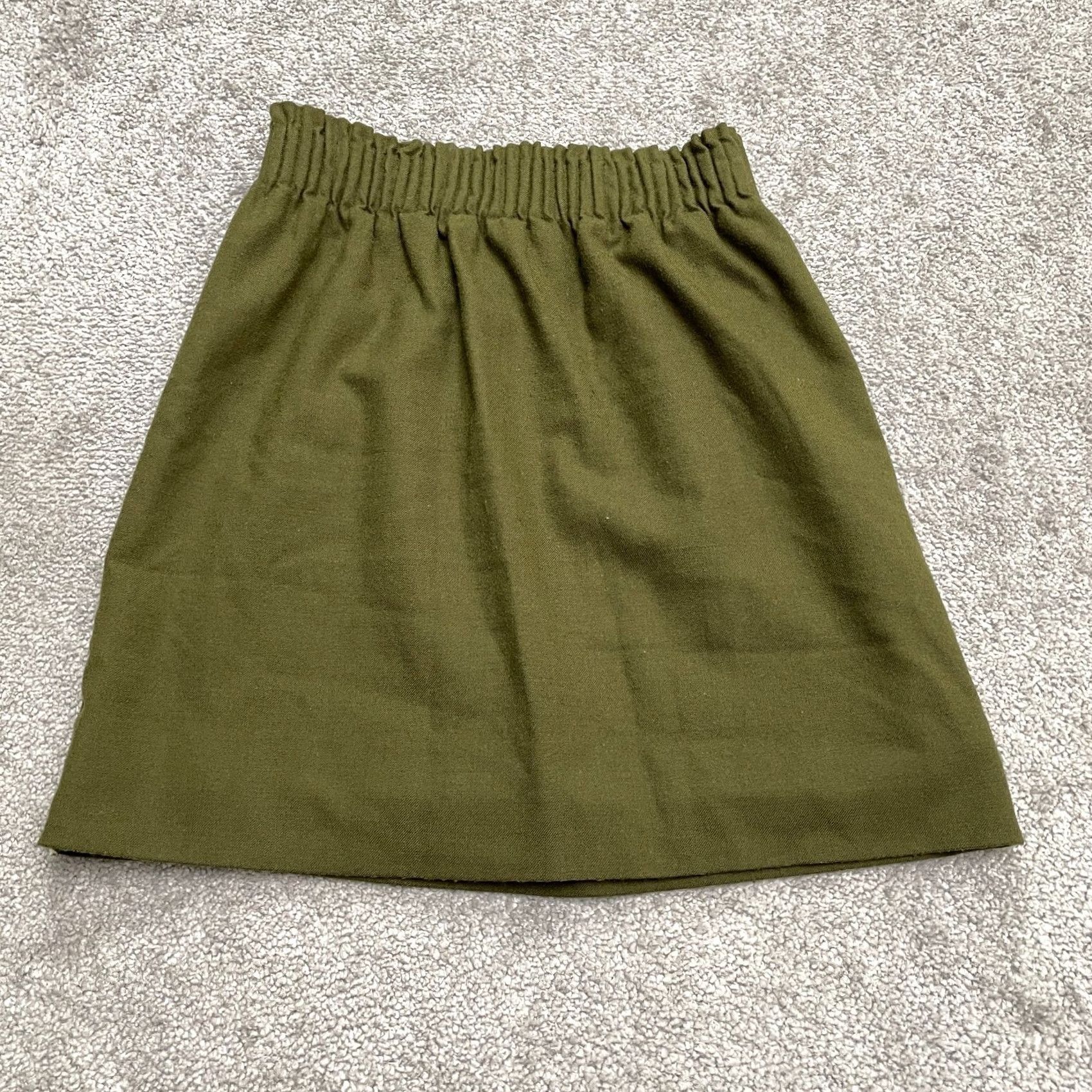 J.Crew J.Crew Wool Blend Pleated Pencil Skirt Womens 0 Green Elastic Waist Lined Pocket Knee Length Solid Vintage No Size 25" / US 0 / IT 36 - 2 Thumbnail