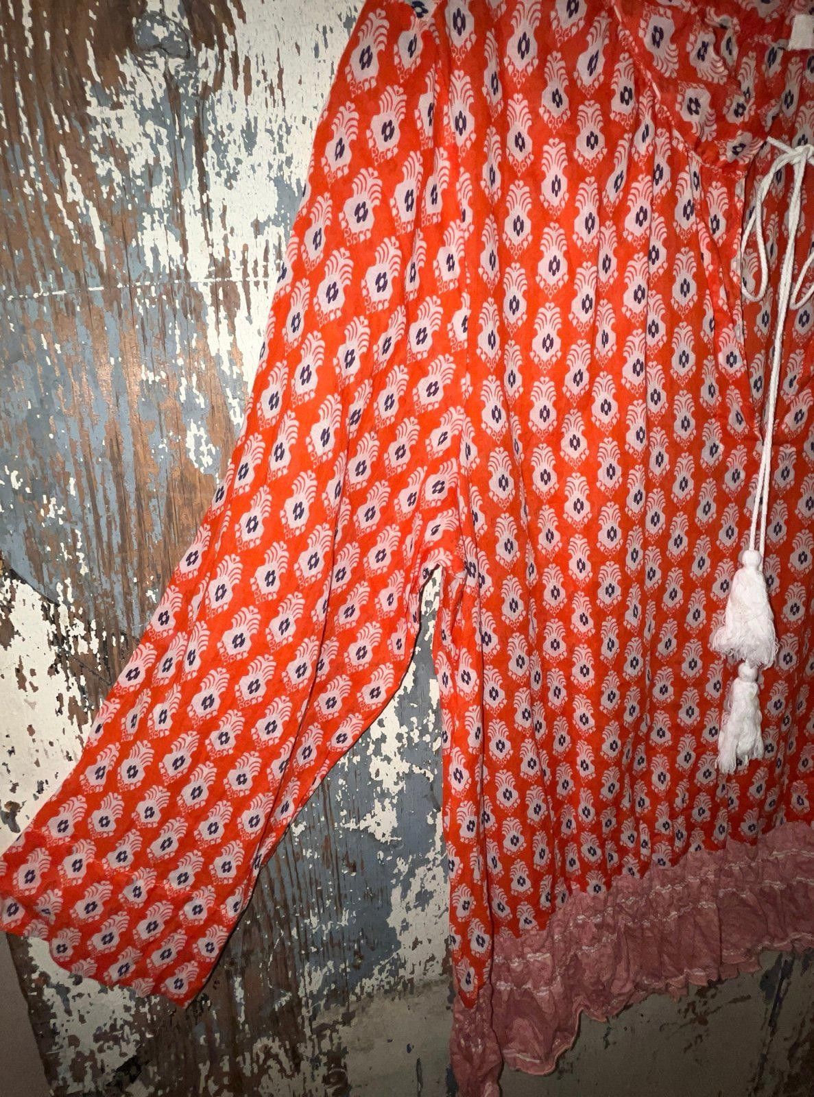 dylan Orange Boho Blouse Women's Medium Size M / US 6-8 / IT 42-44 - 3 Thumbnail