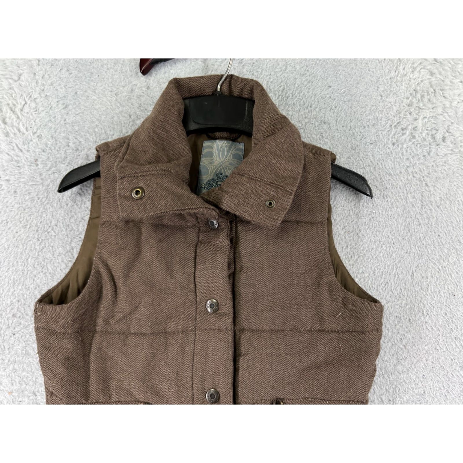 BB Dakota BB Dakota Vest Women Small Brown Wool Blend Herringbone Casual Fall Outdoor Sleeveless Size S / US 4 / IT 40 - 6 Thumbnail