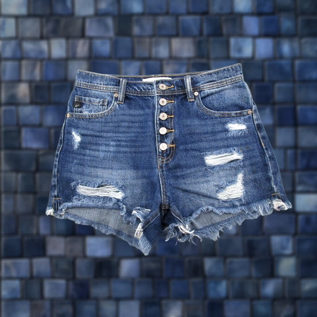 Vintage KanCan Maurices Womens Shorts Denim Button Fly Cut-Off 27 Blue 5-Pocket Regular Classic Casual Womens Size 27" / US 4 / IT 40 - 1 Thumbnail