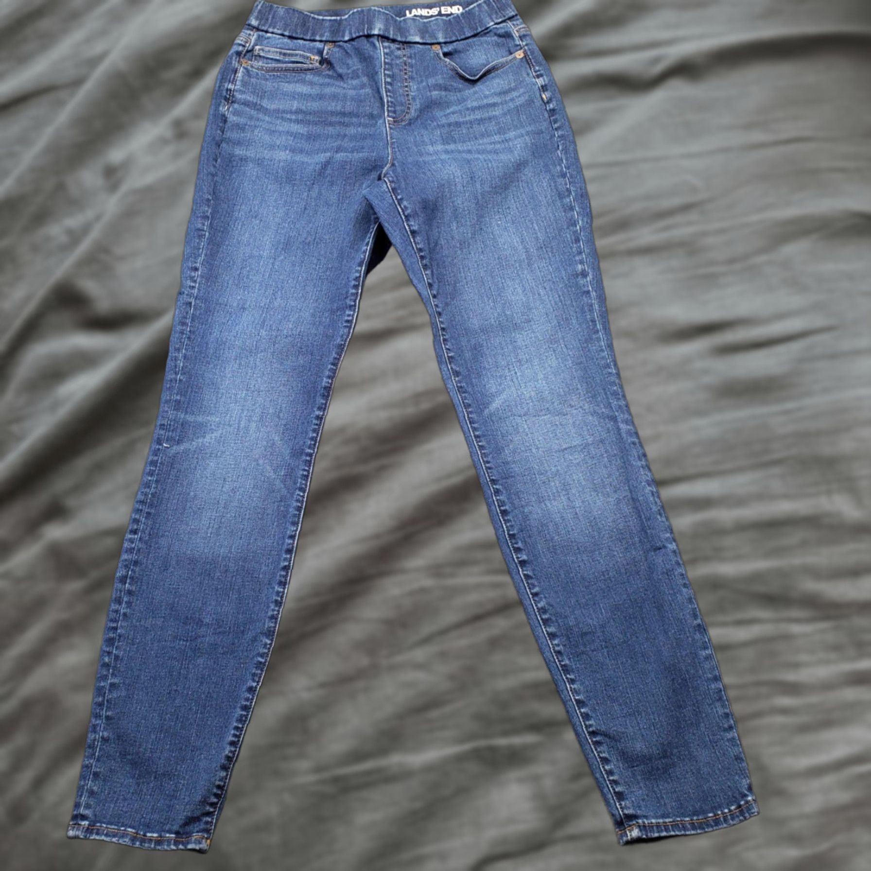 Lands' End Lands' End Jeans Women Size 4 Blue Denim Solid Stretch Cotton Skinny Leg Pull On Womens Size 4 Blue Denim Skinny Jeans Size 27" / US 4 / IT 40 - 1 Thumbnail