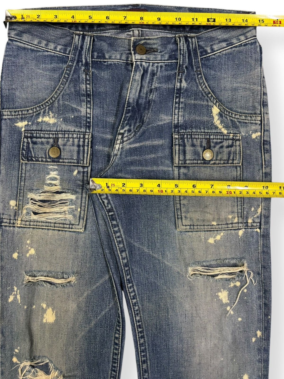 Kapital Kountry Vintage TMT Big Holiday Splatter Distressed Bush Pants Denim Size US 29 - 15 Thumbnail