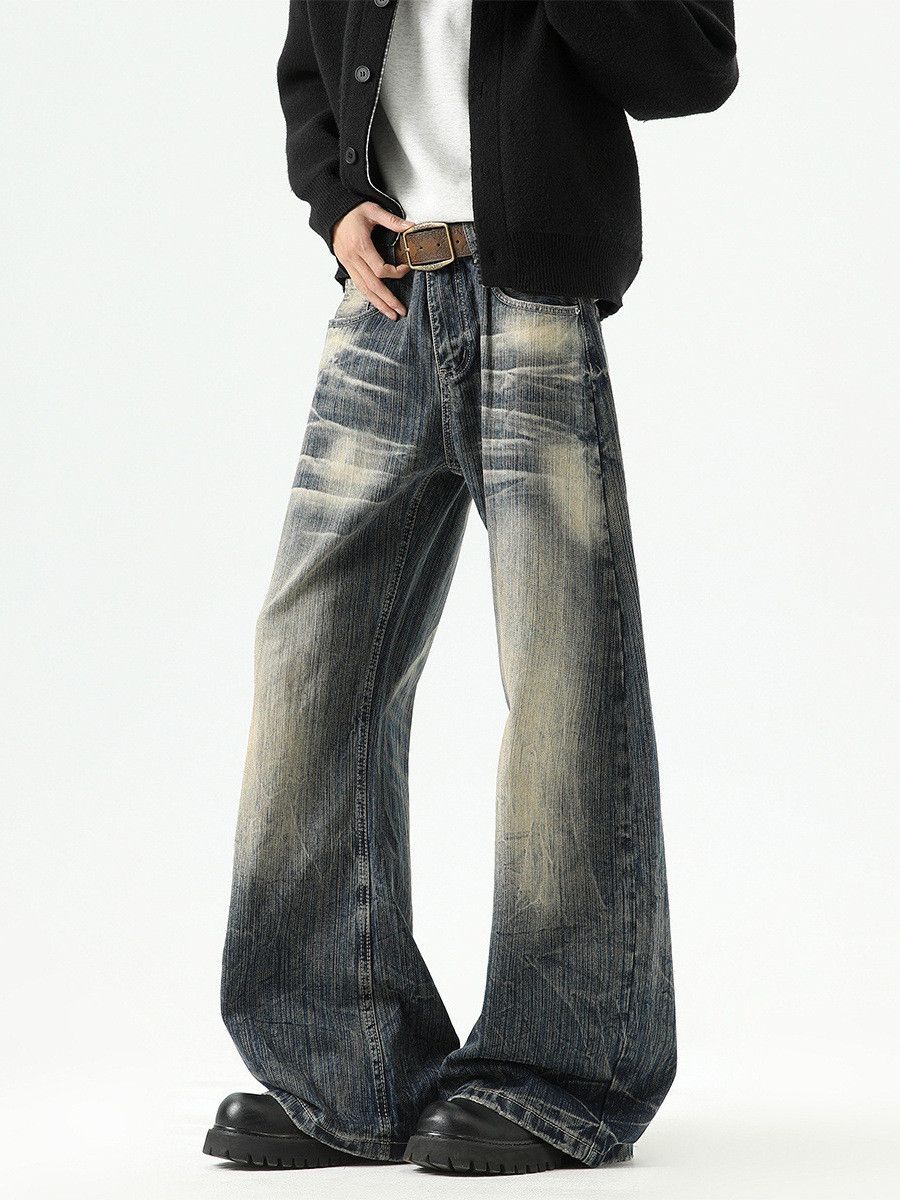 Vintage Men's washed distressed vintage curved lightning jeans Size US 32 / EU 48 - 2 Thumbnail