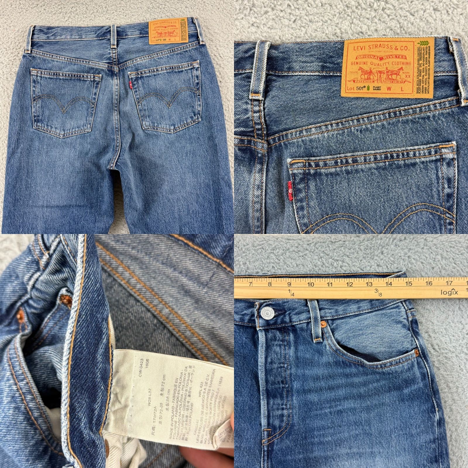 Levi's Levi's 501 Jeans Mens 28x32 Blue Denim Straight Button Fly Casual Vintage No Size US 28 / EU 44 - 8 Thumbnail