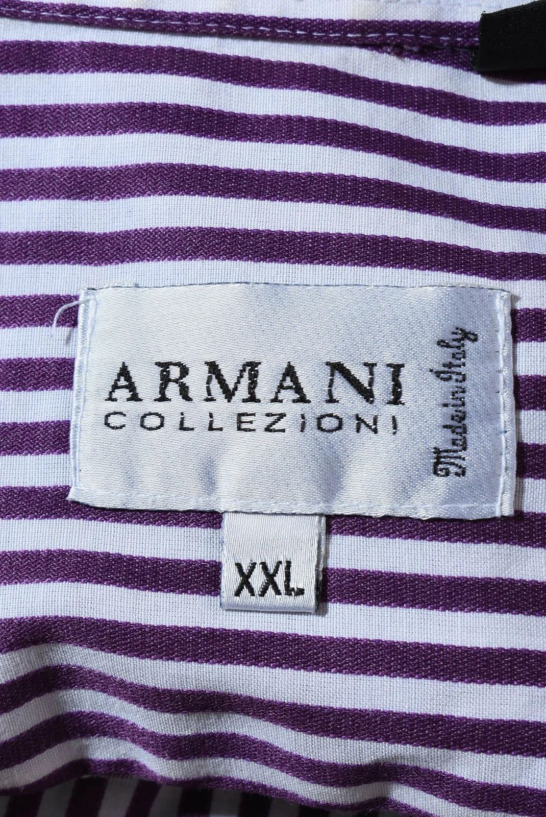 Armani Armani Collezioni Striped Short Sleeve Shirt White Purple Size US XL / EU 56 / 4 - 3 Thumbnail