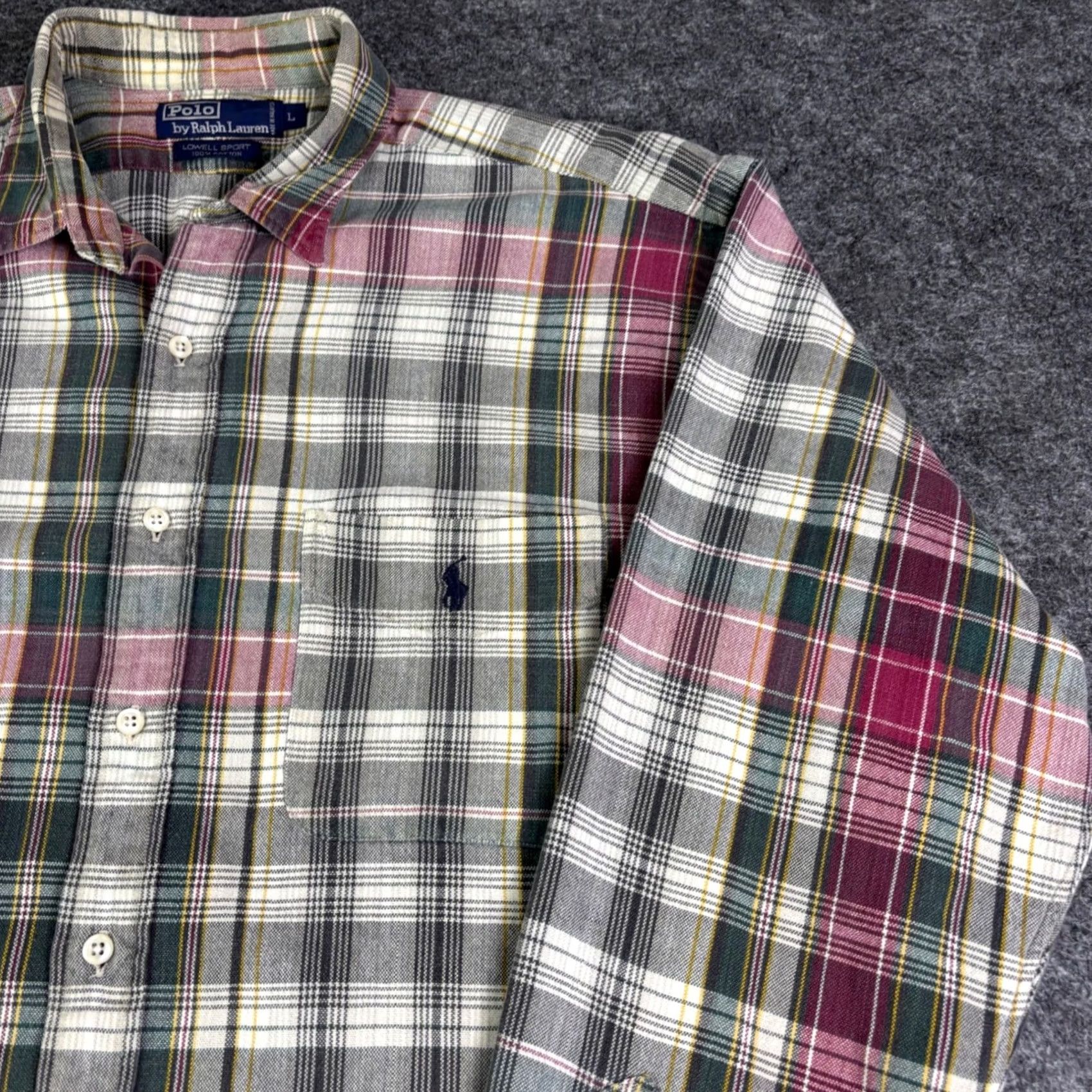 Polo Ralph Lauren Polo Ralph Lauren Lowell Sport Plaid Shirt Mens L Burgundy Green Cotton Buttons Embroidered Collared Long Sleeve Vintage No Size US L / EU 52-54 / 3 - 7 Thumbnail