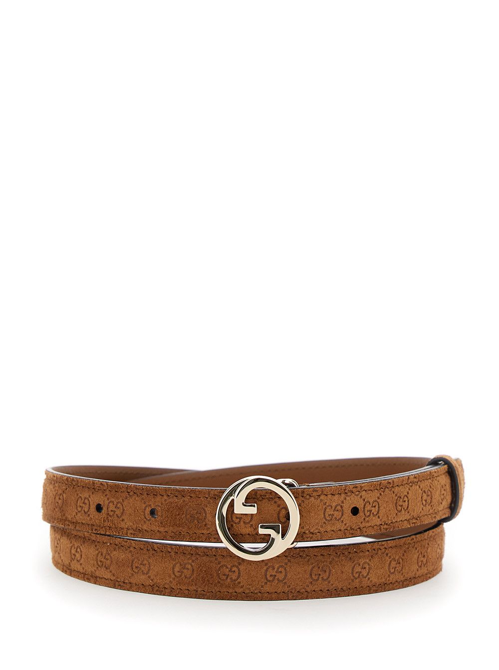 Gucci 'Blondie' Brown Belt with All-Over GG Motif in Suede Woman Size ONE SIZE - 1 Thumbnail