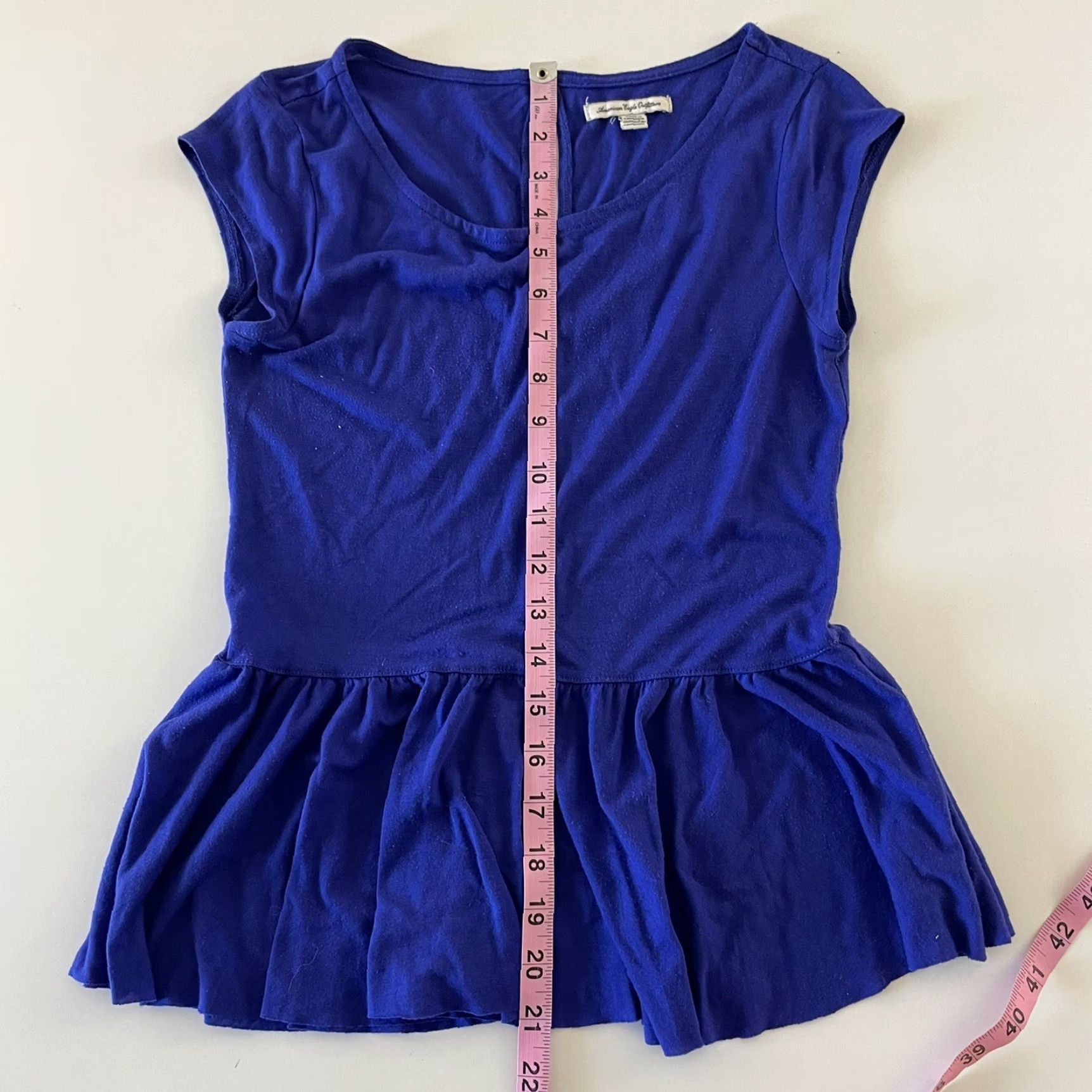 American Eagle Outfitters American Eagle Outfitters Shirt XS Womens Short Sleeve Purple Blue Super Soft Blouse Size XS / US 0-2 / IT 36-38 - 6 Thumbnail