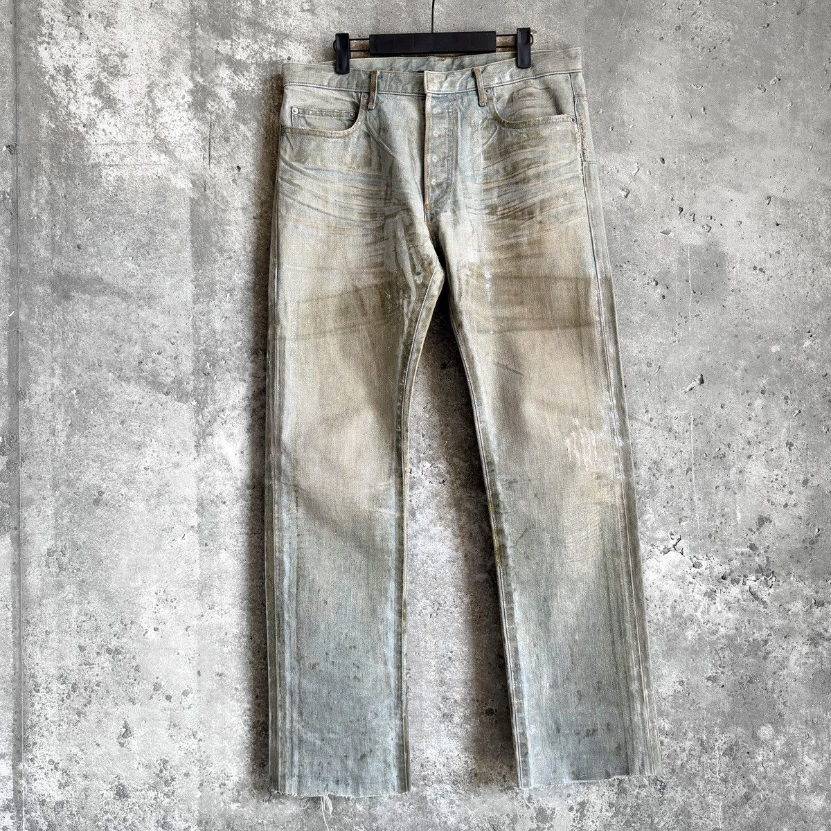 Dior × Hedi Slimane Dior SS04 “STRIP” Clawmark Bleu Claire Waxed Denim By Hedi Size US 34 / EU 50 - 1 Thumbnail
