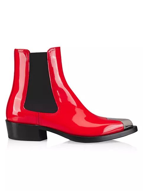 Alexander McQueen o1y0225 Ankle Boots in Black & Red Size US 6 / IT 36 - 1 Thumbnail
