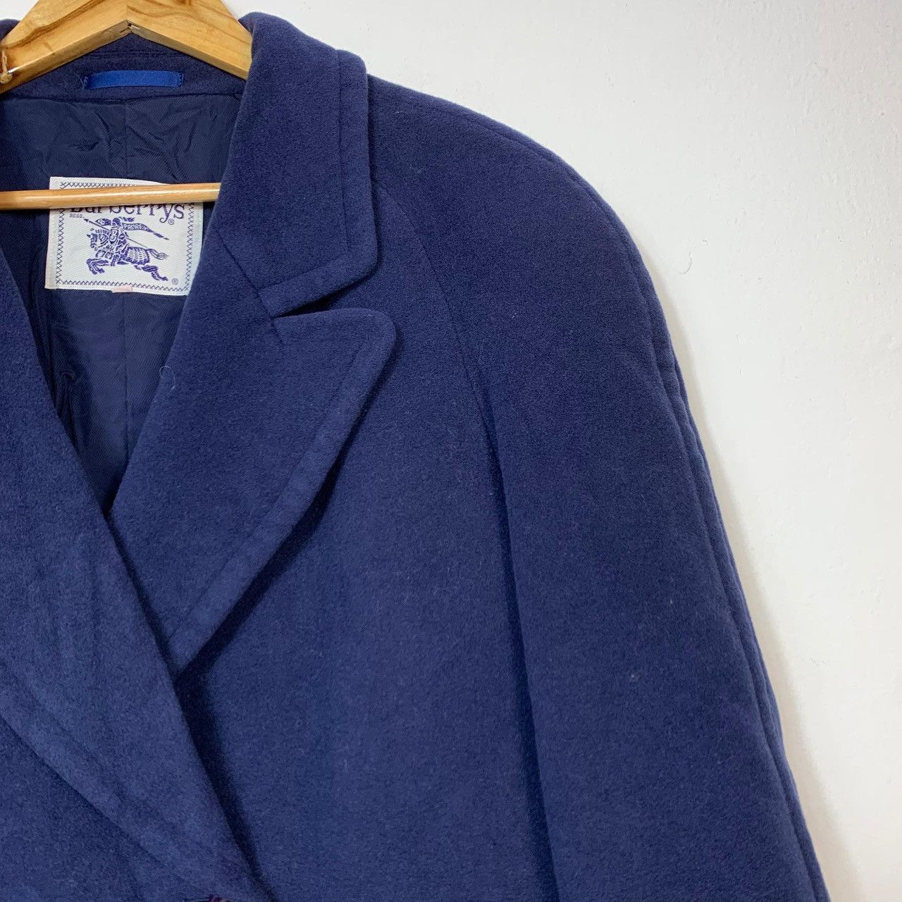 Burberry Vintage Burberrys Navy Blue Wool Double Breasted Coat Size US L / EU 52-54 / 3 - 7 Thumbnail